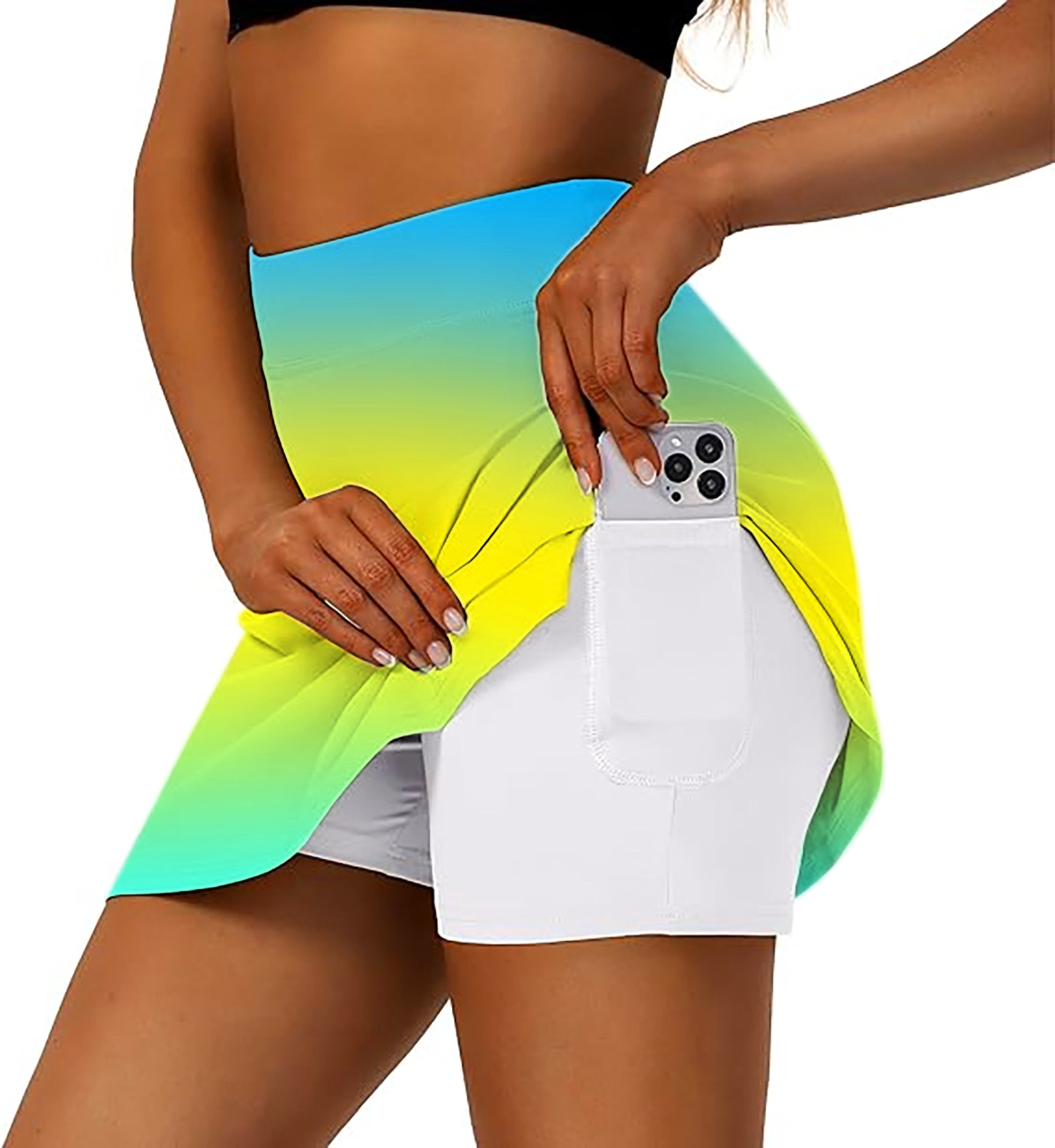 Women's Neon Gradients Golf Skirts Inner Shorts Pocket