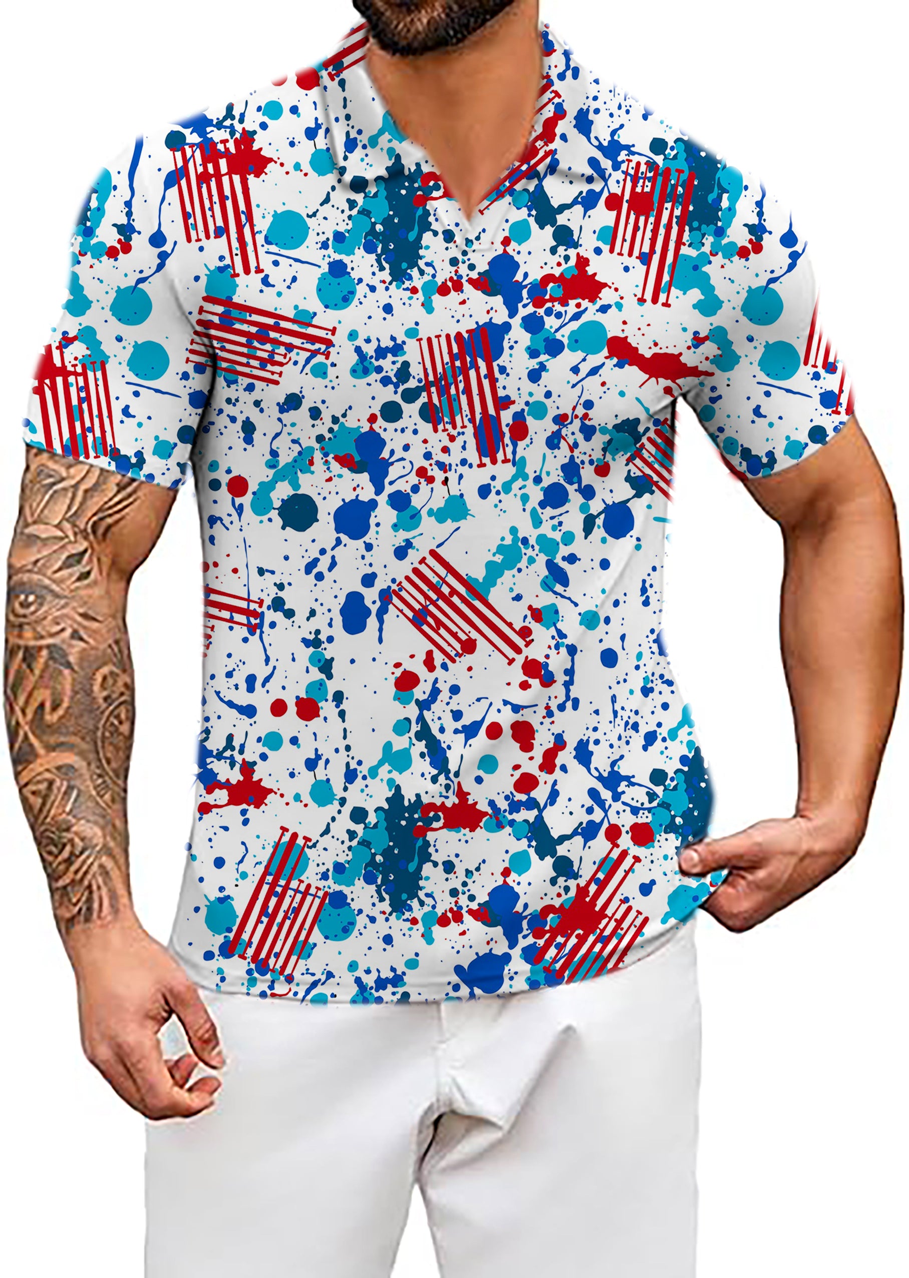 Men's graffiti V Neck Golf Polo Shirts