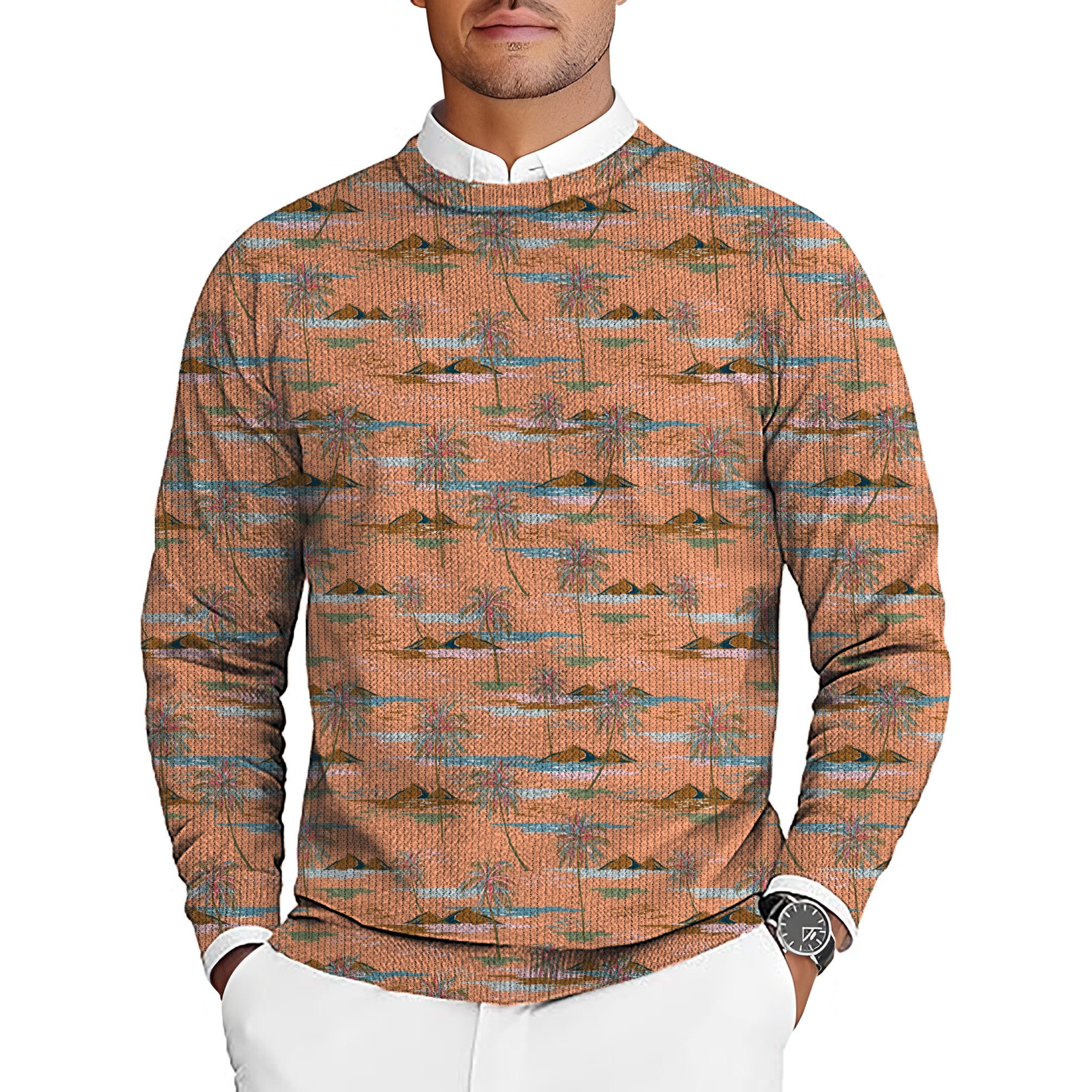 Sweet Palm tree Men's Golf Crewneck Pullover Sweaters Ugly Sweater