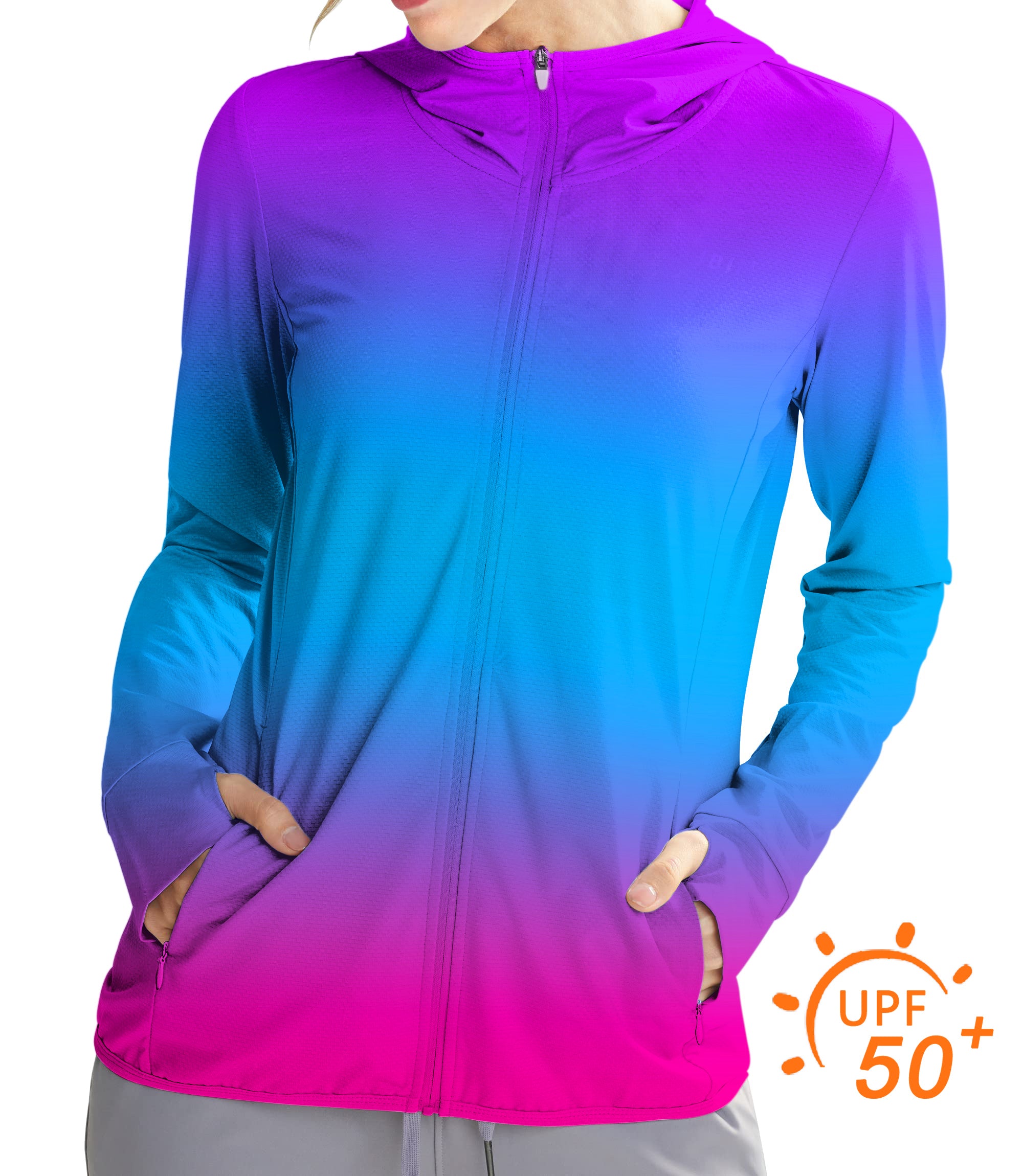 Women's Outdoor Neon Gradients Golf Sun Protection Slim Fit zip hoodies