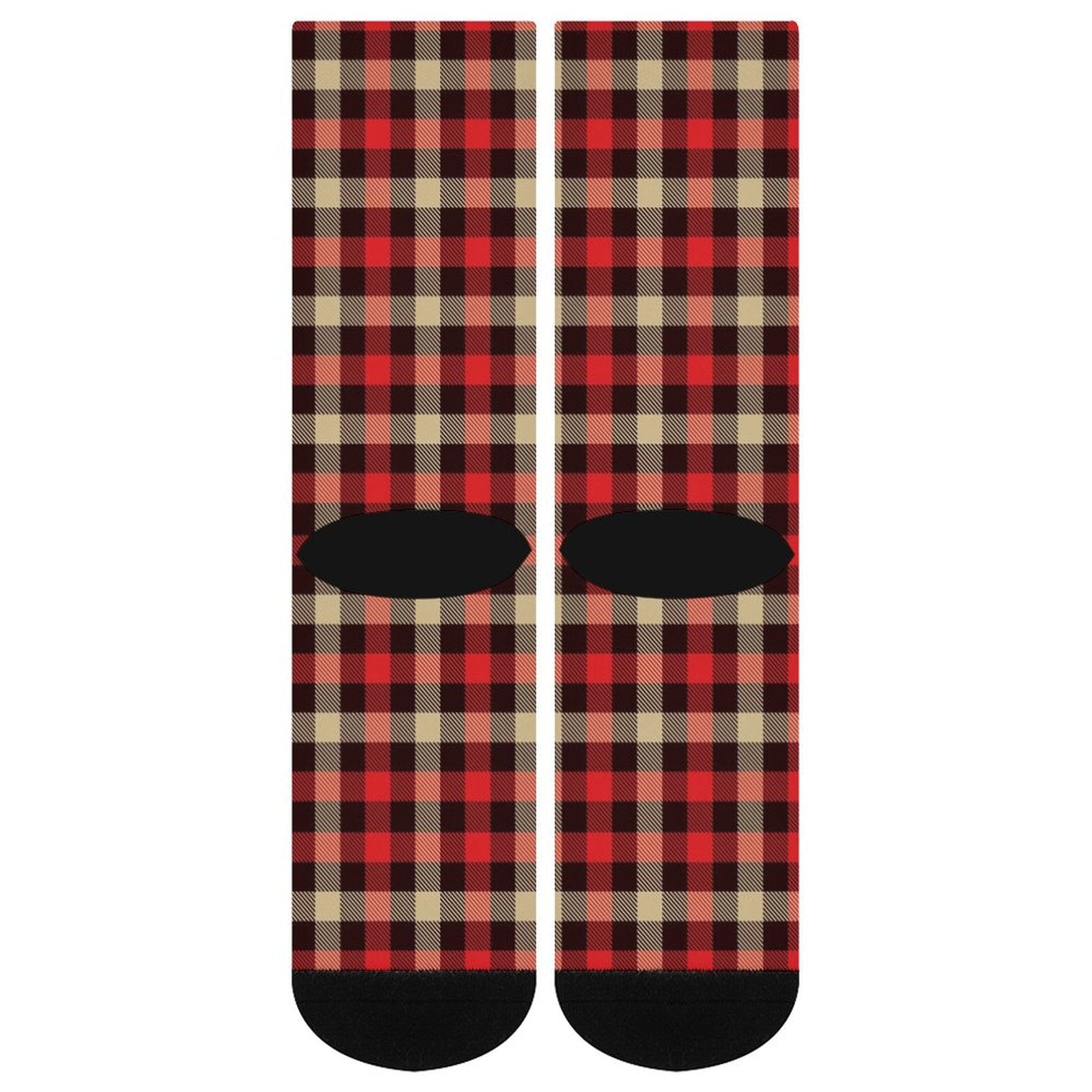 Red grid Prined socks Gifts for Men Women