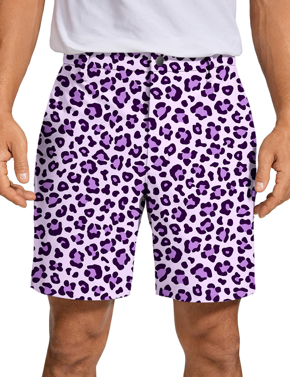 Men's pink leopard print Golf Shorts