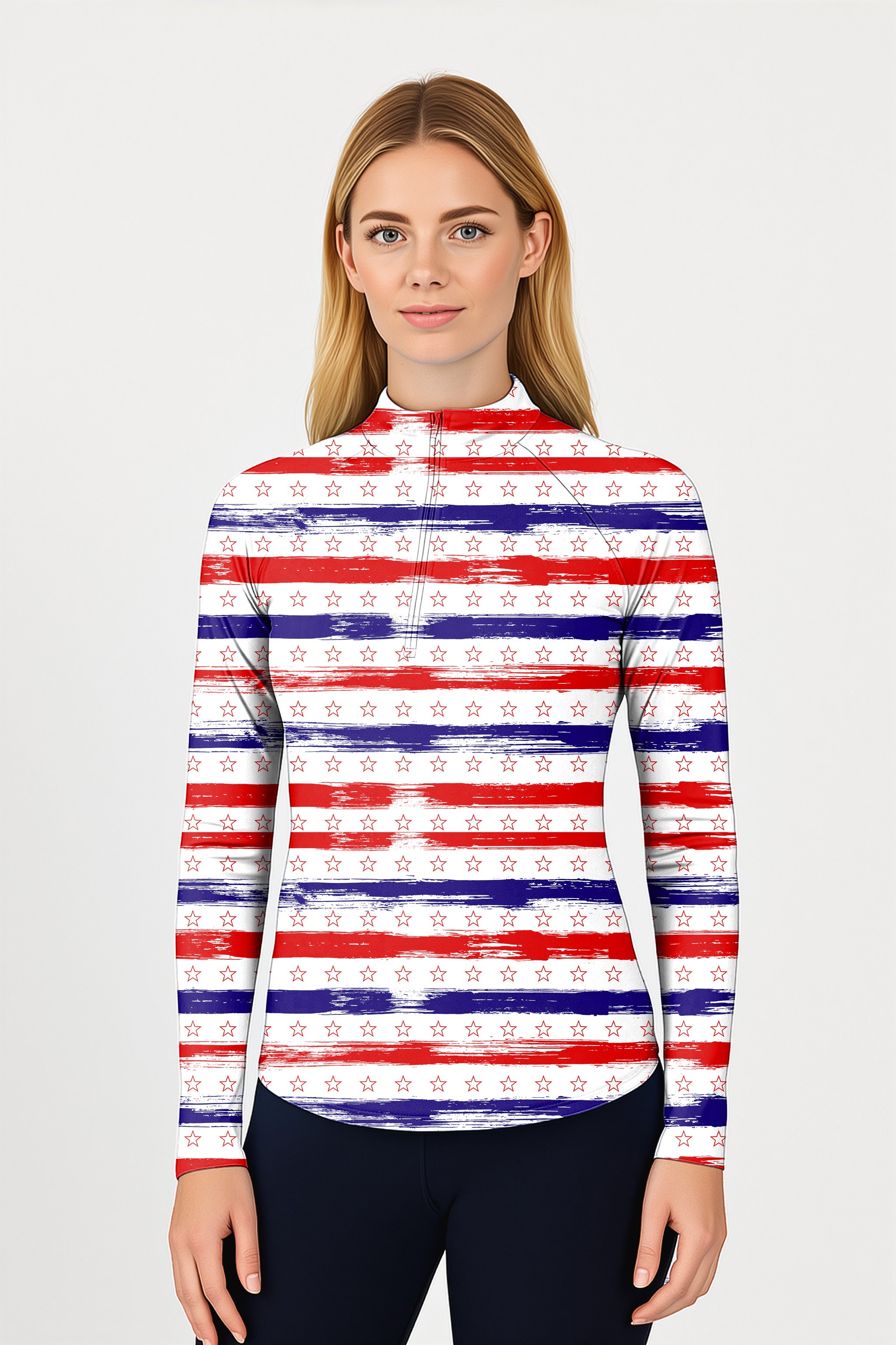 Stars & Stripes Women's Golf Active 3/4 Zip Top