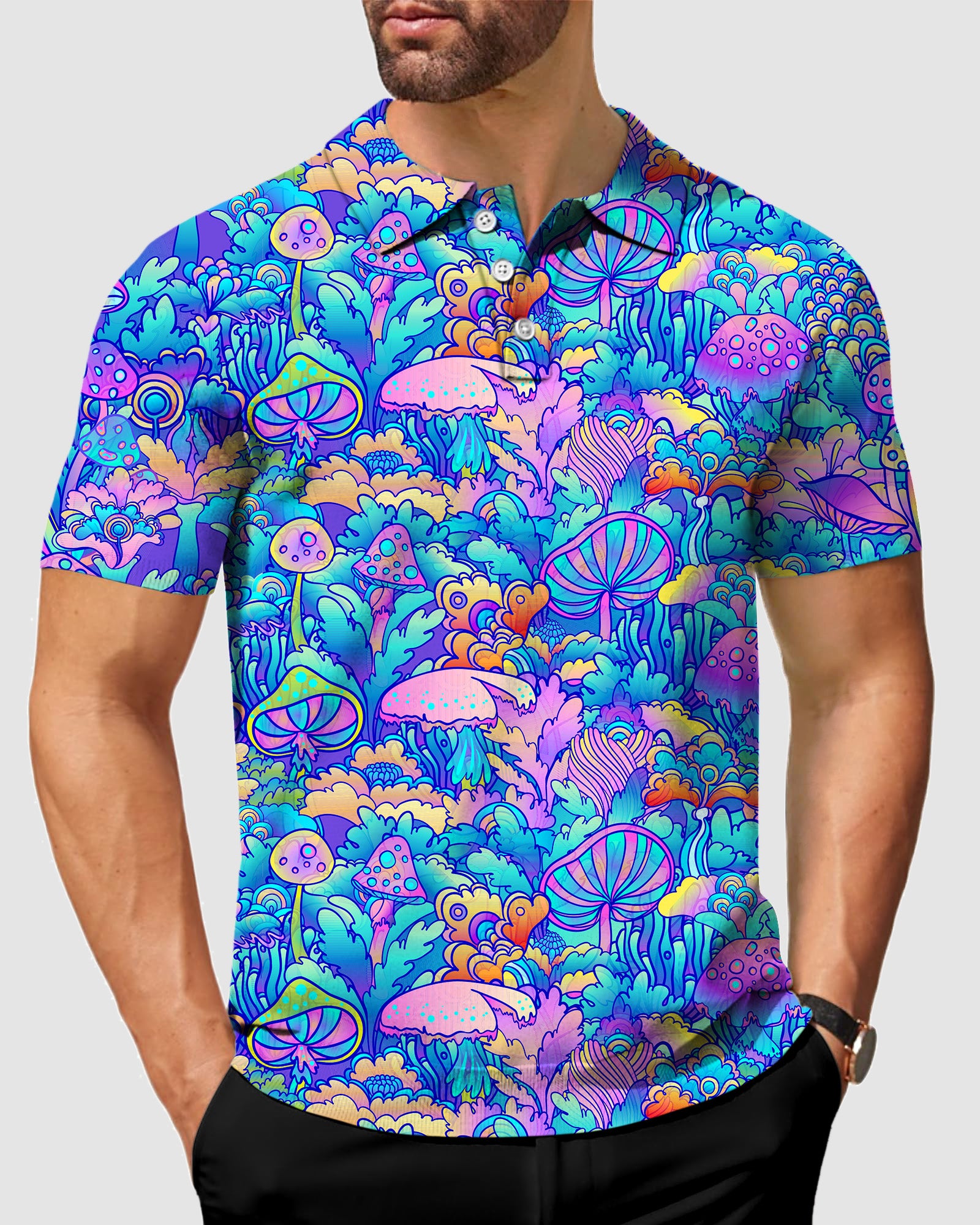 magic mushroom -Men's golf polo