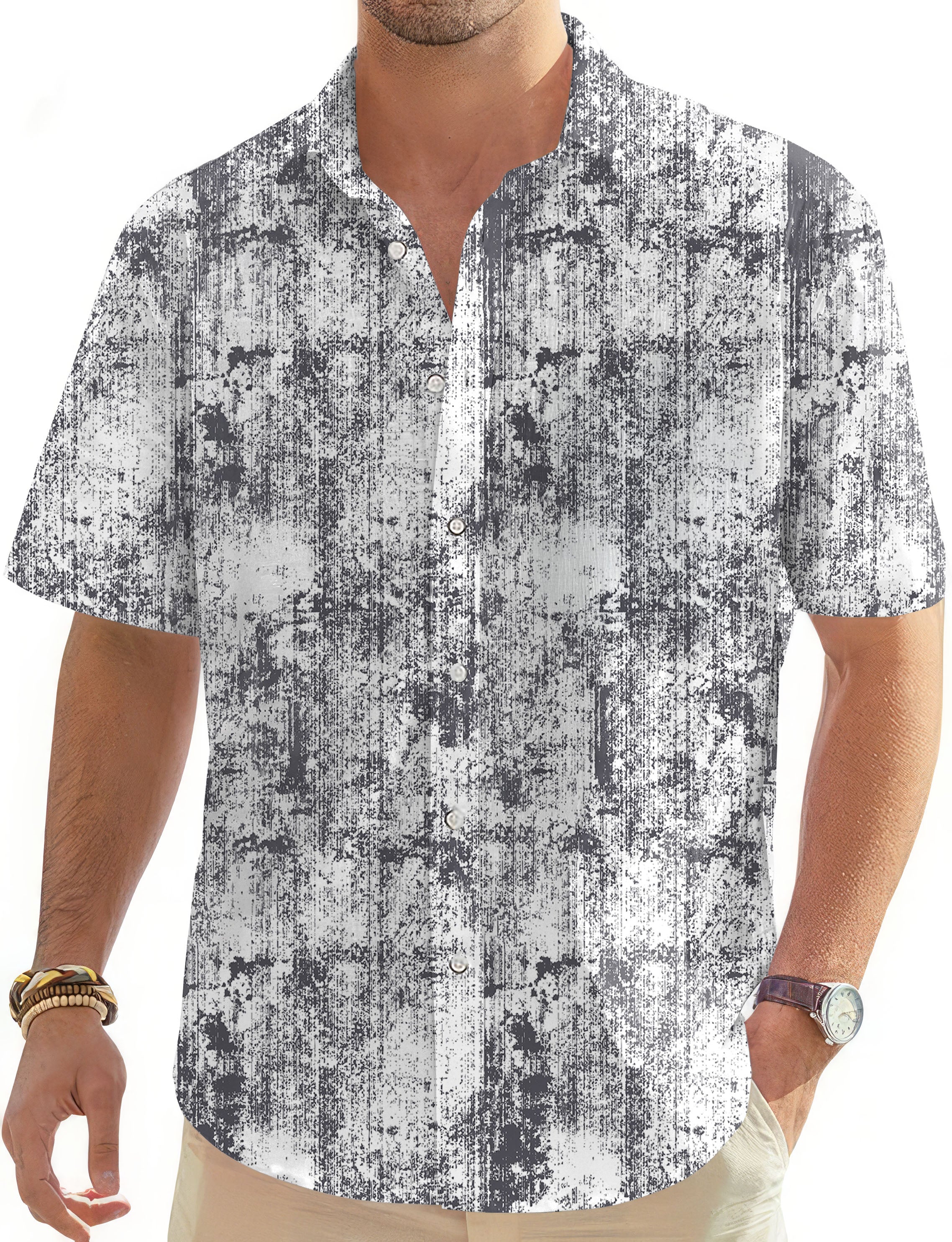 Gray Line Lmpression Men's Golf Hawaiian Shirts Button Down Shirt