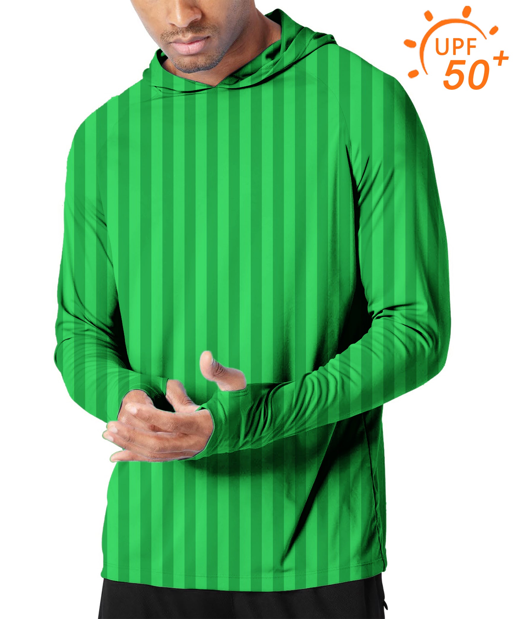 Men's Outdoor green Vertical stripes Golf Sun Protection Slim Fit hoodies