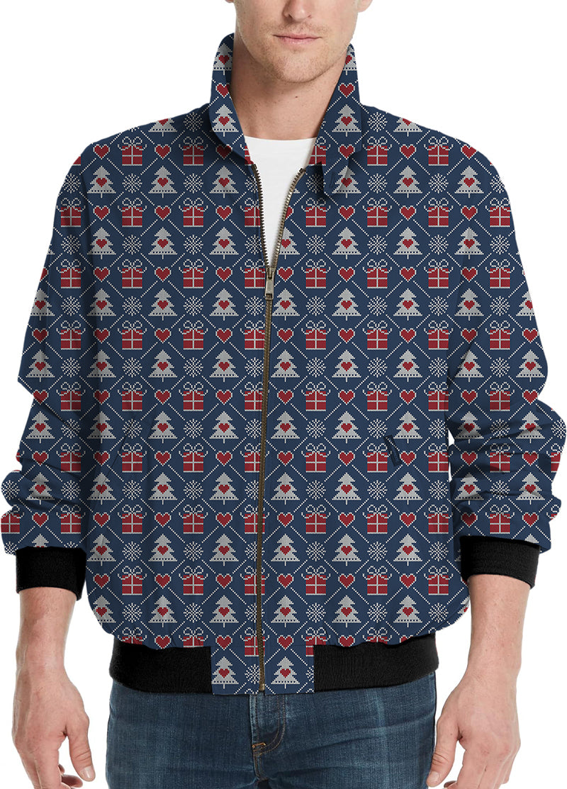 men's Christmas gift golf windbreaker jacket with holiday pattern