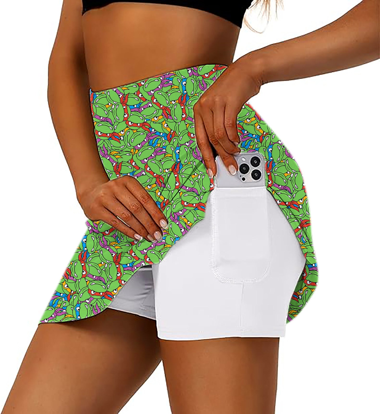 TMNT - Mean Green Women's Athletic Golf Skorts Flared Skirts