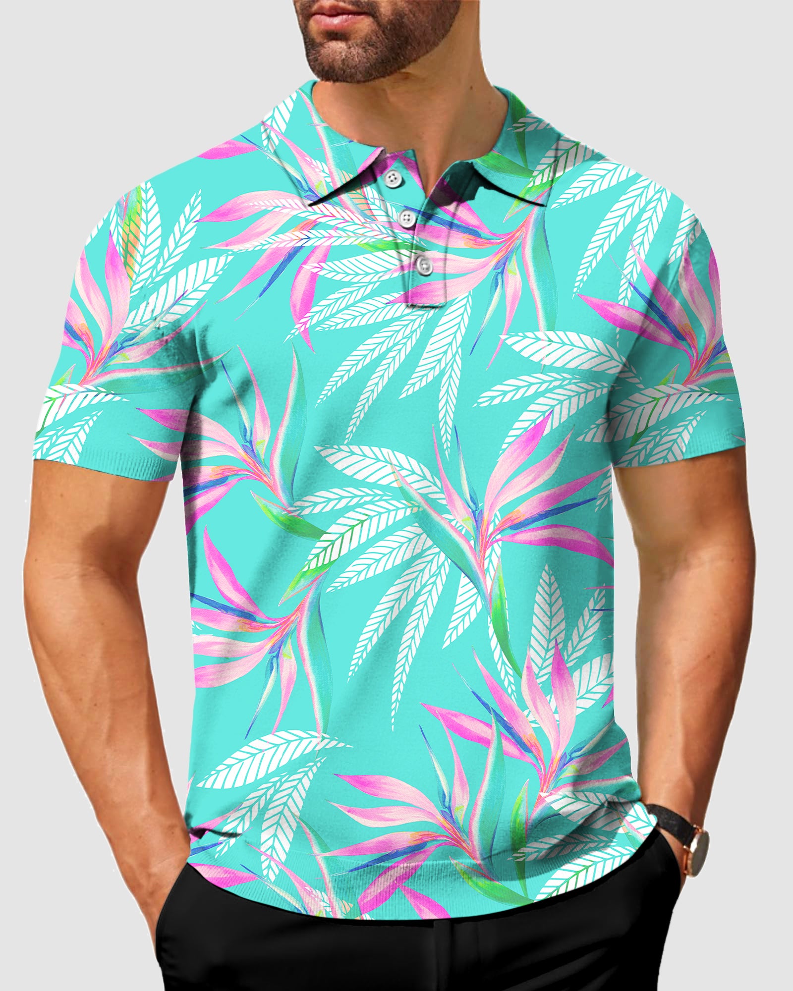 Men's Tropical leaves Polo