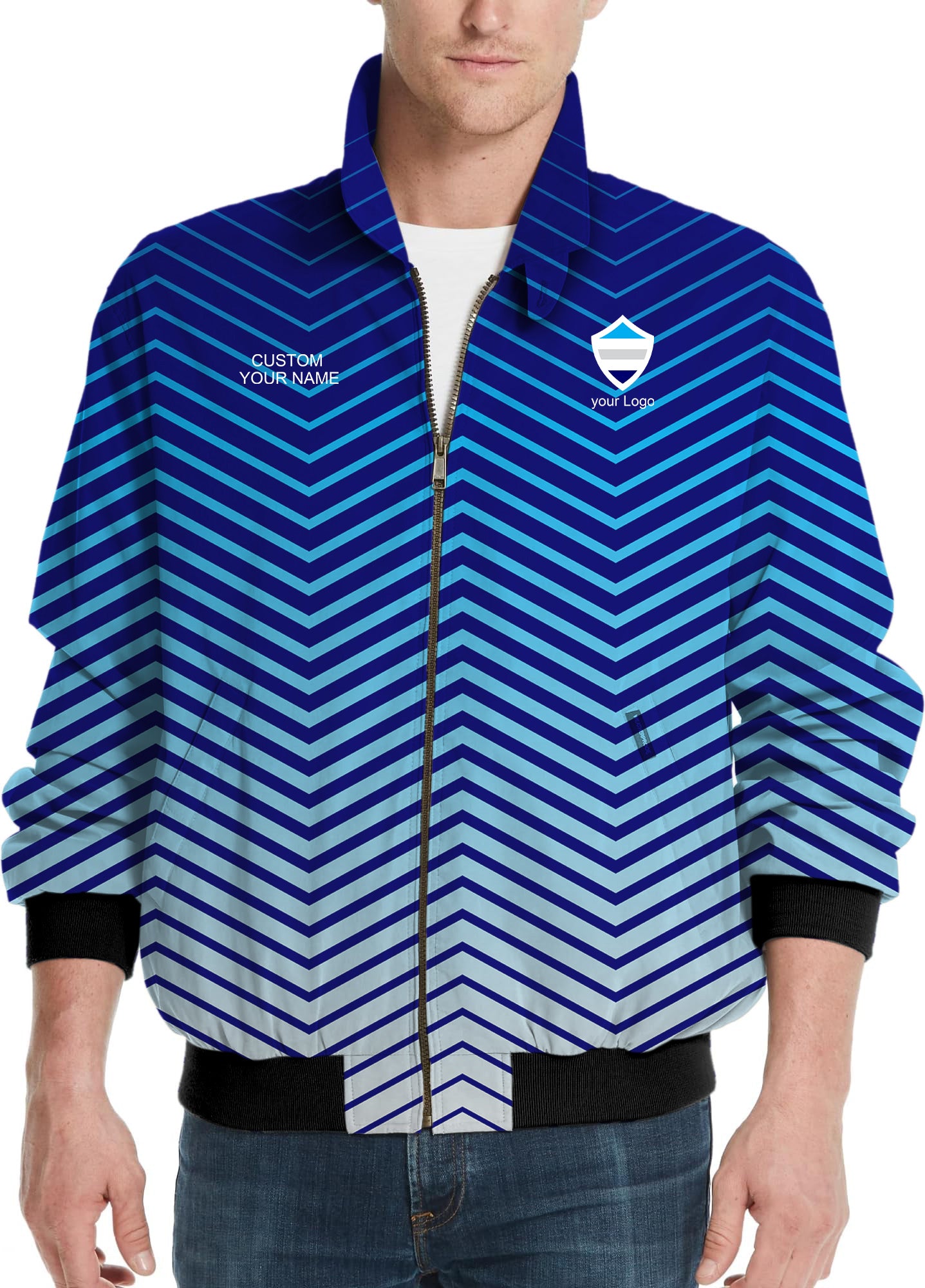 blue white sport Team-Men's Golf Windbreaker Light Jacket