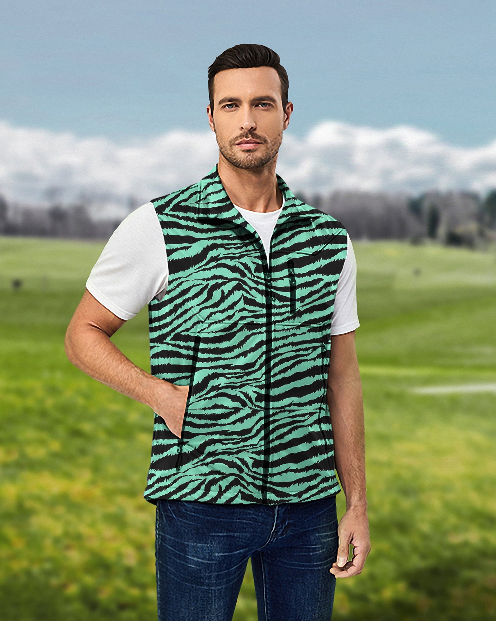 Men's Lemon soda beverage Lightweight Softshell Vest Sleeveless Jacket for Golf Windproof Waterproof