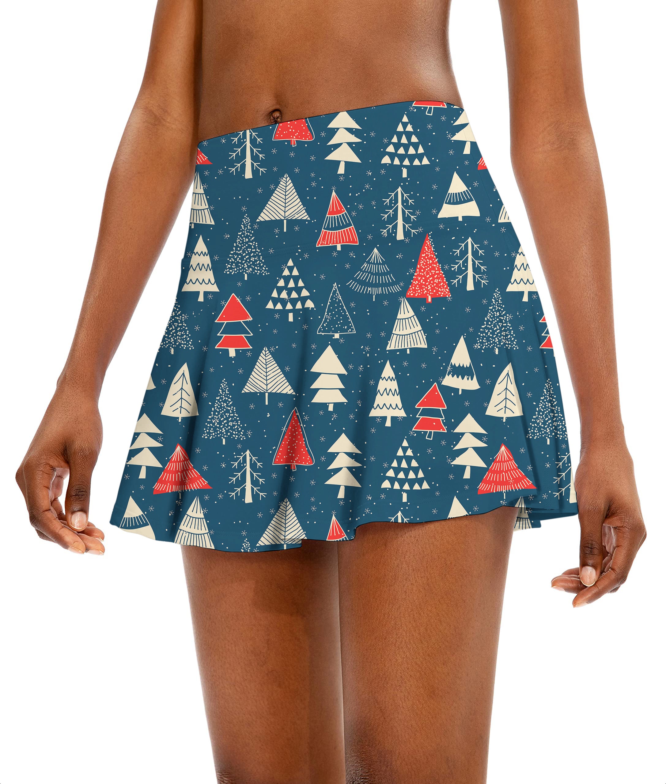 Christmas Tree Women's Athletic Golf Skorts Flared Skirts