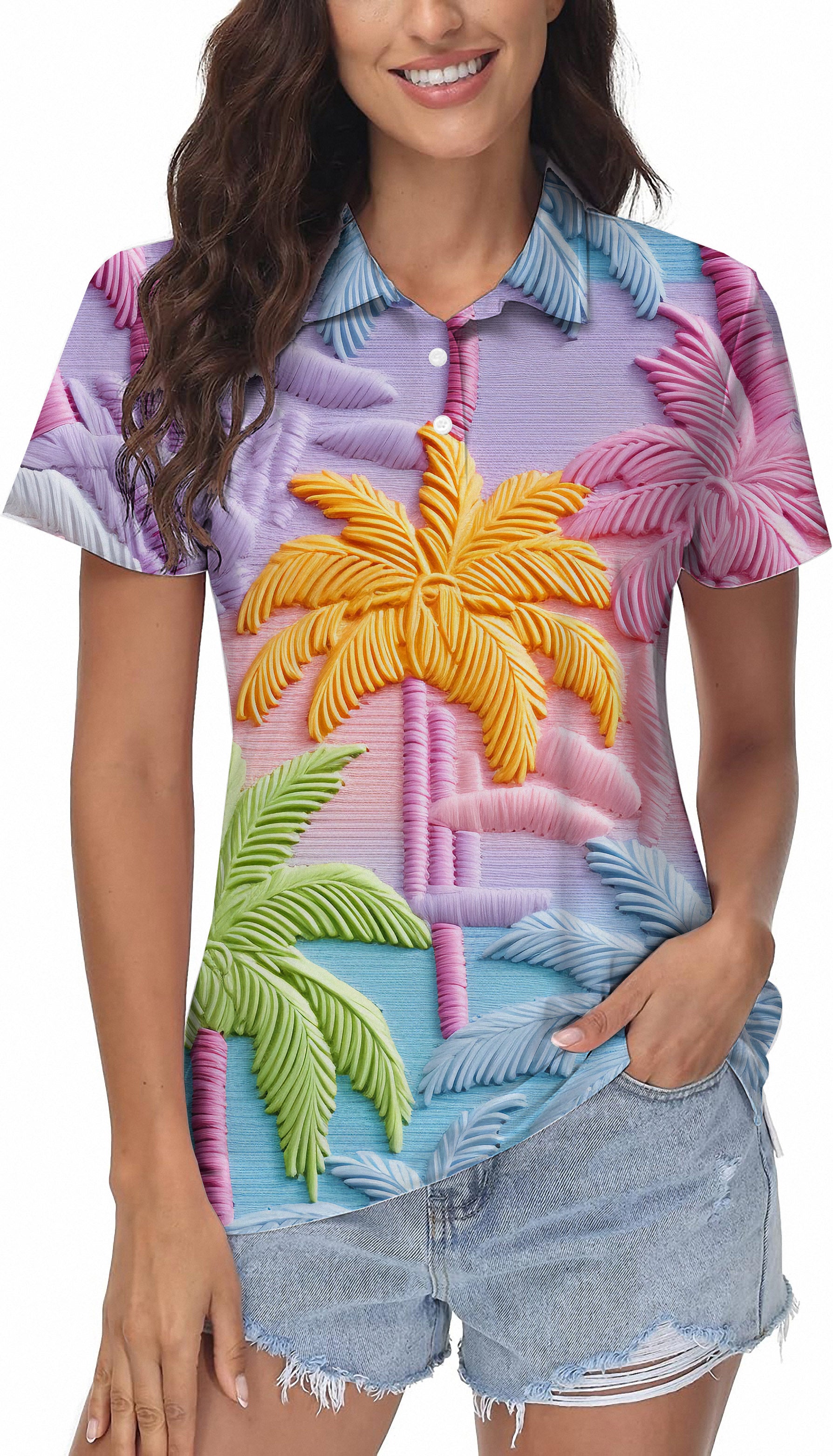 3D coconut trees Women's Golf Polo