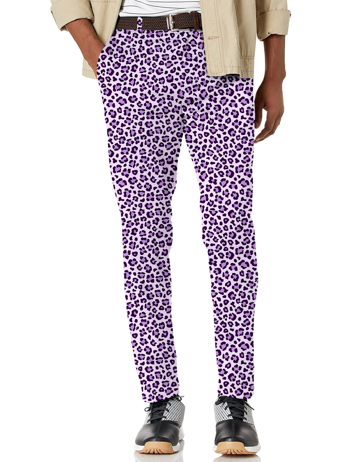 Men's pink leopard print Stretch Golf Pants