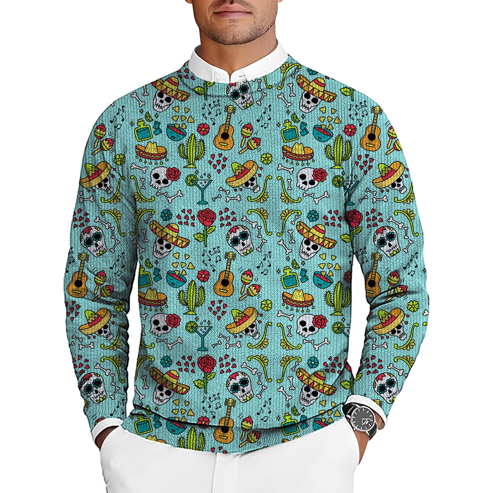 Fiesta Time Men's Golf Crewneck Pullover Sweaters Ugly Sweater