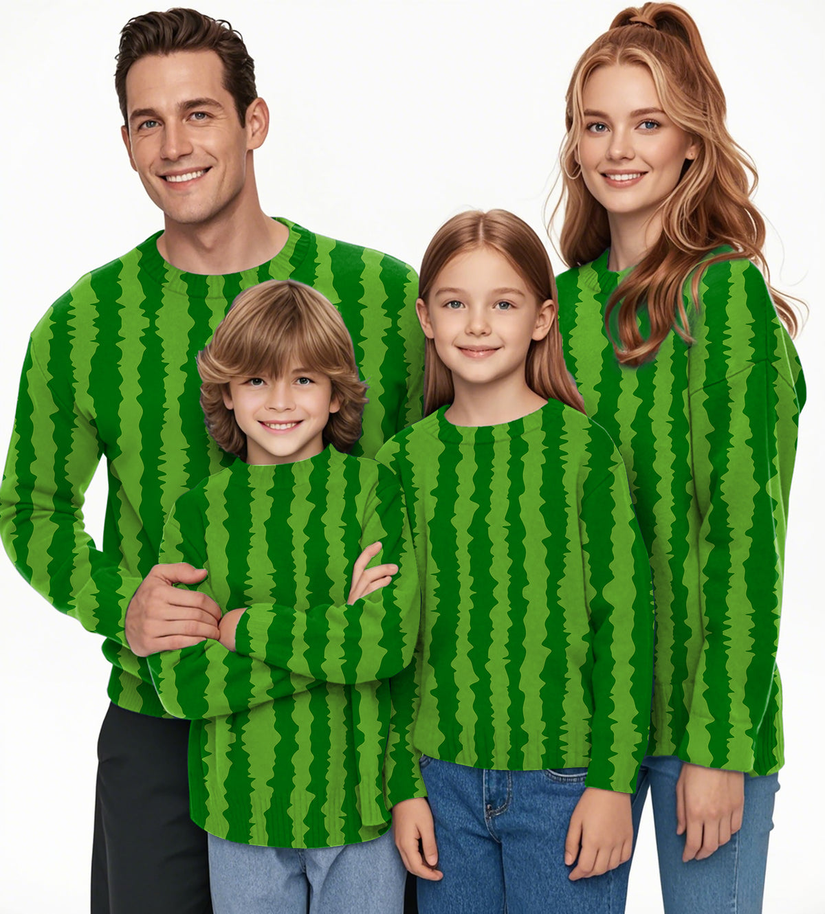 watermelon stripes Crewneck Pullover Ugly Sweater Men Women boy girl family