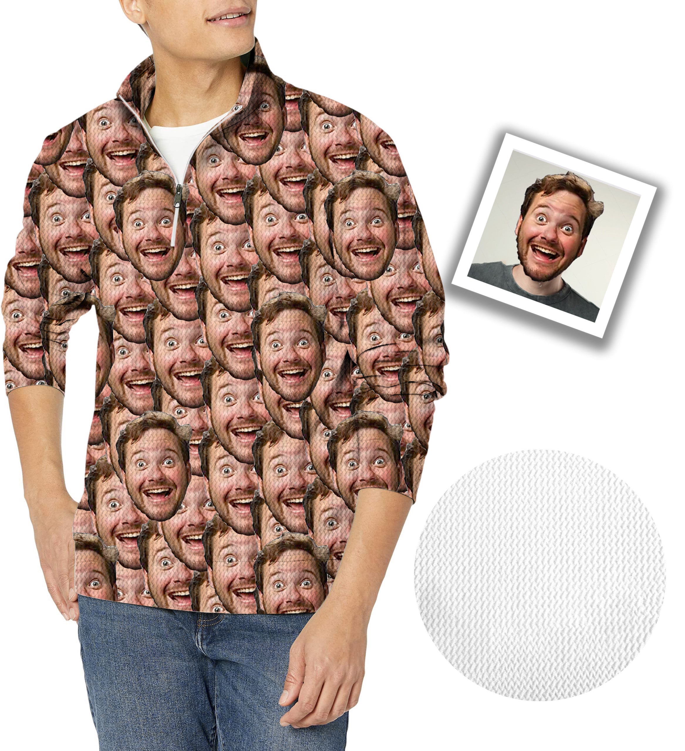 Custom Photo All Faces-Men's Golf Waffle Zipper Pullover