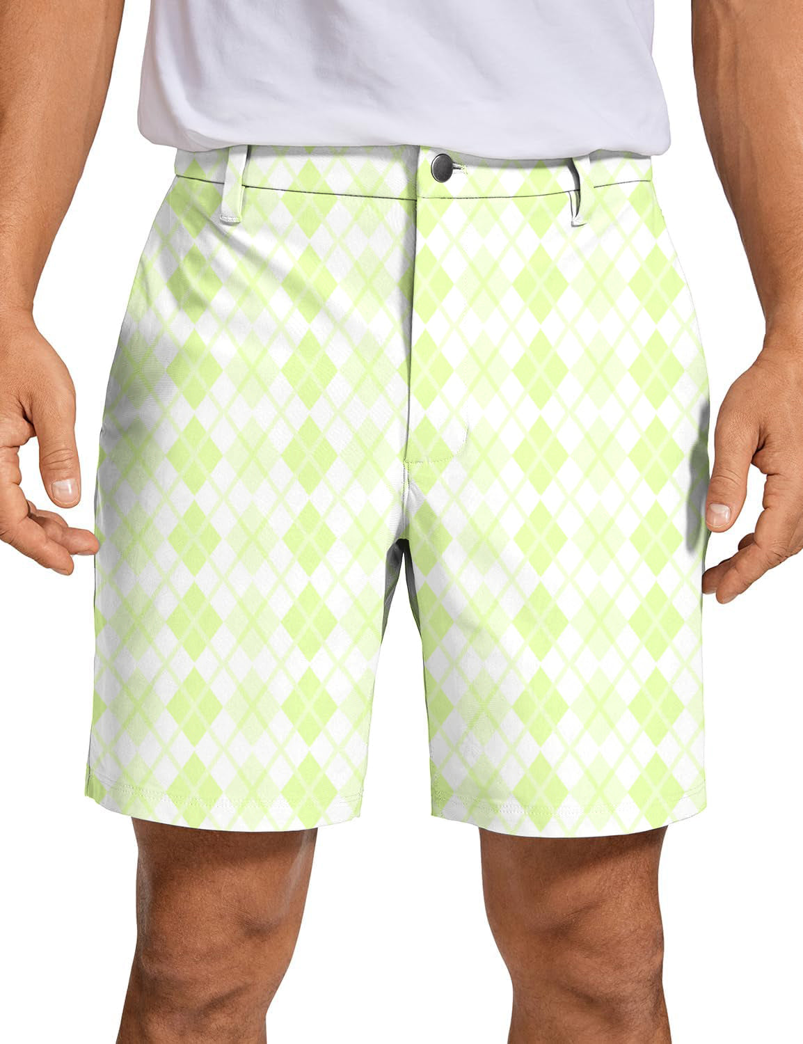 Men's green grid Golf Shorts