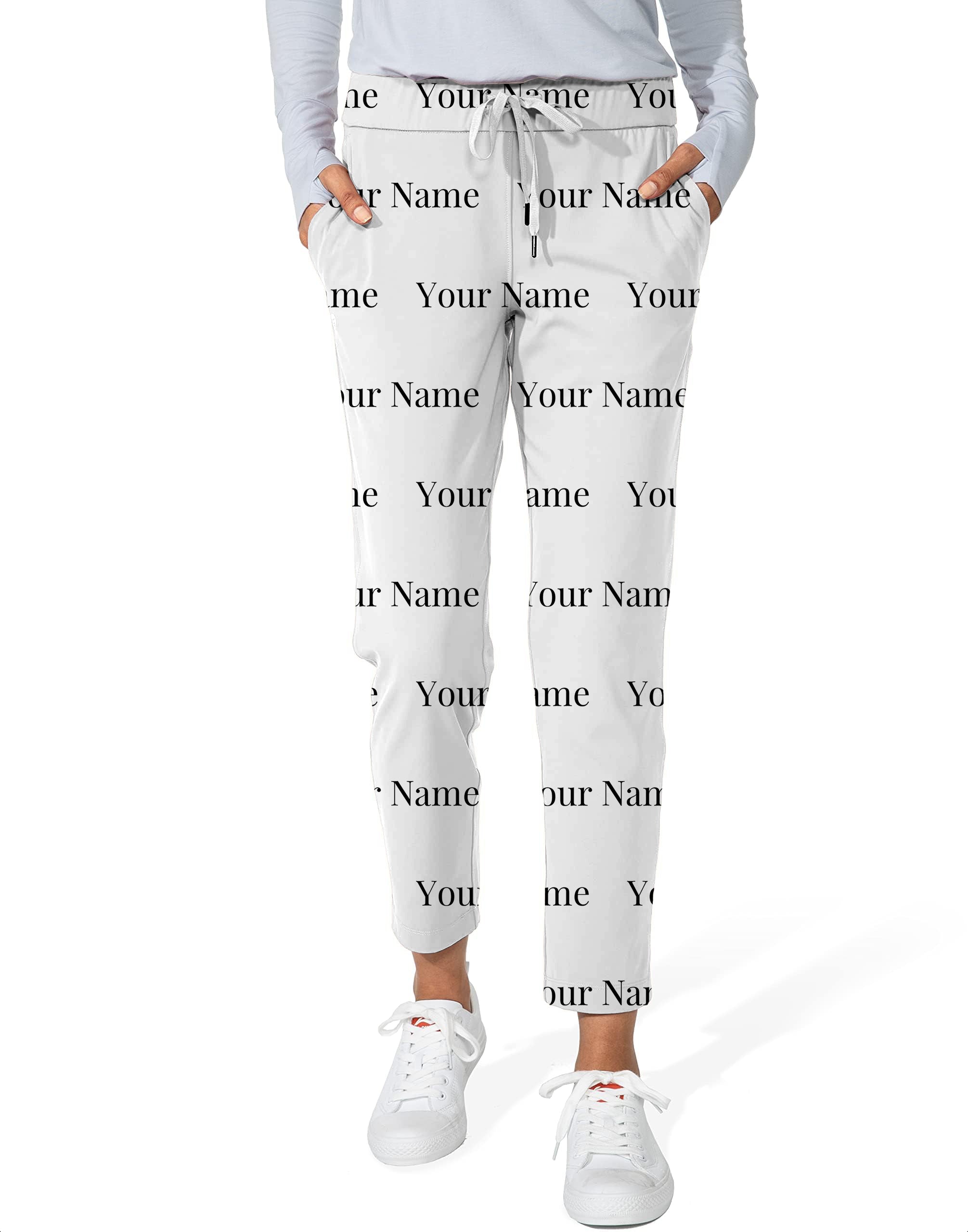 Custom name white-Women's 7/8 Stretch Ankle Golf Pants