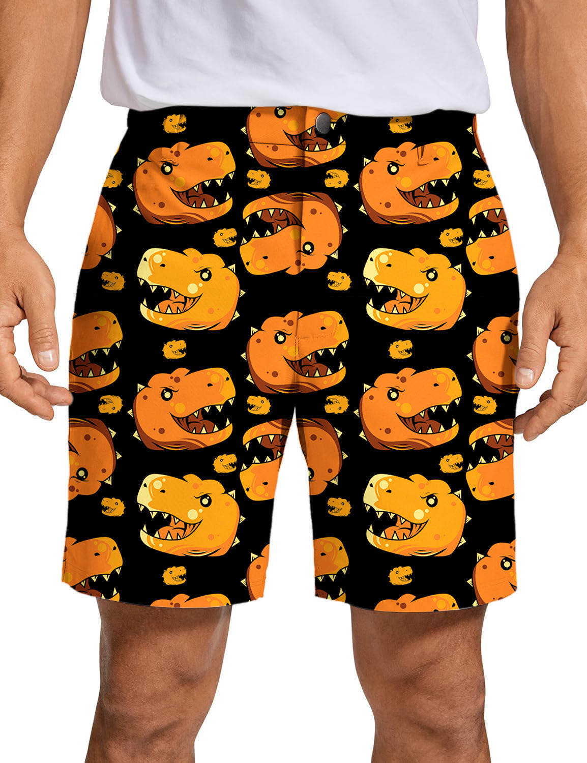 Men Dino Heads Golf Shorts