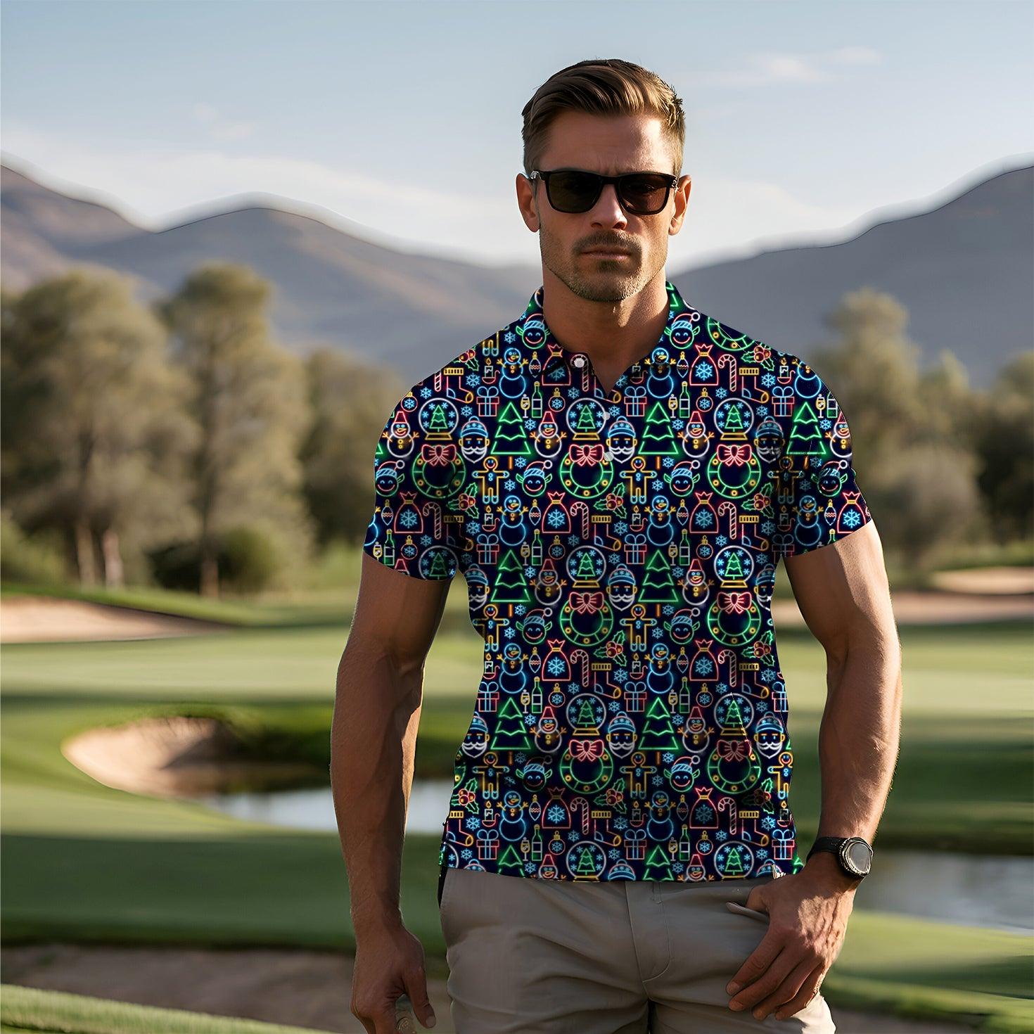 Men's Neon Christmas golf polo