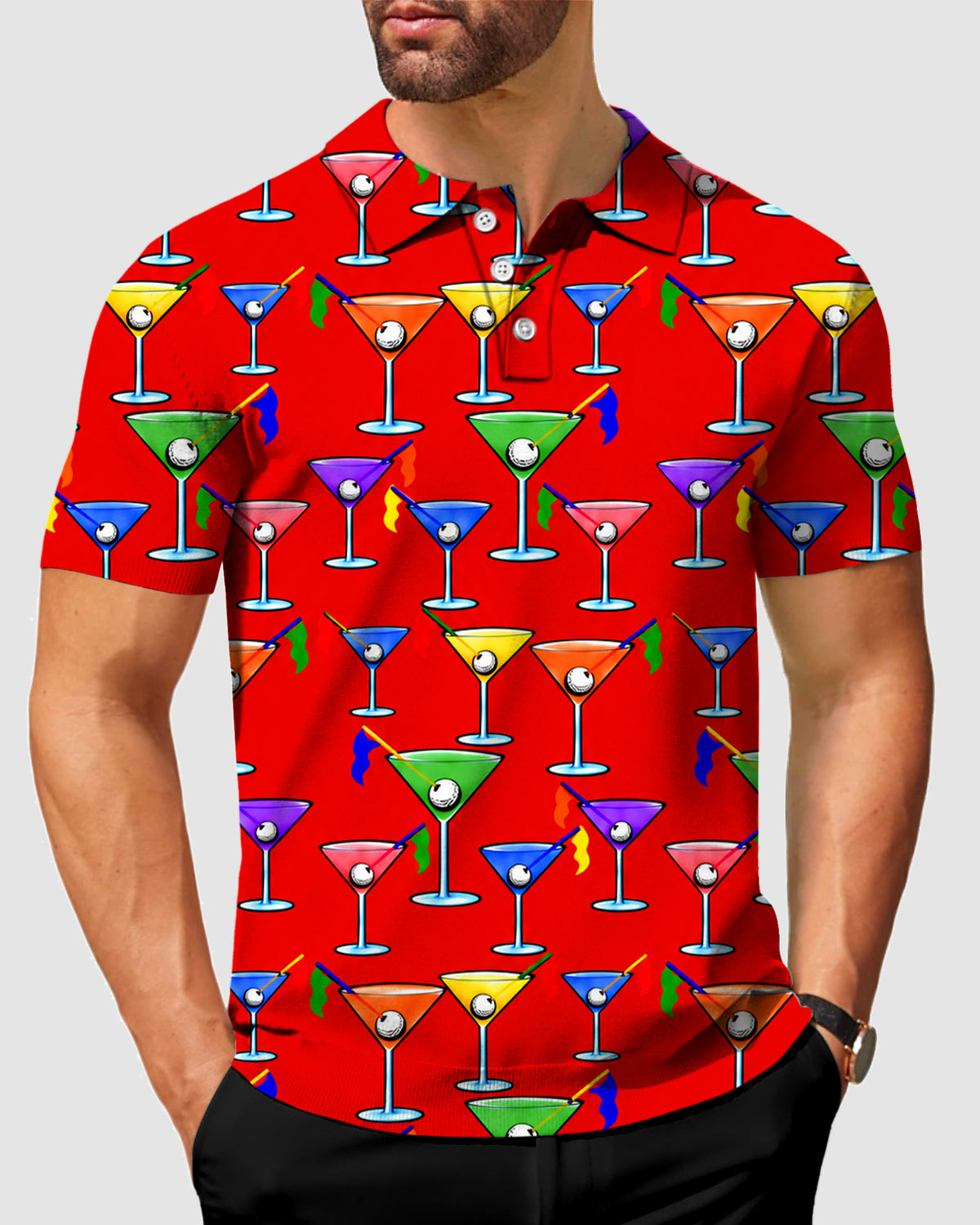 Men's Partini Red Designer style Sam’s Weird Studio Polo Sam’s Weird Studio