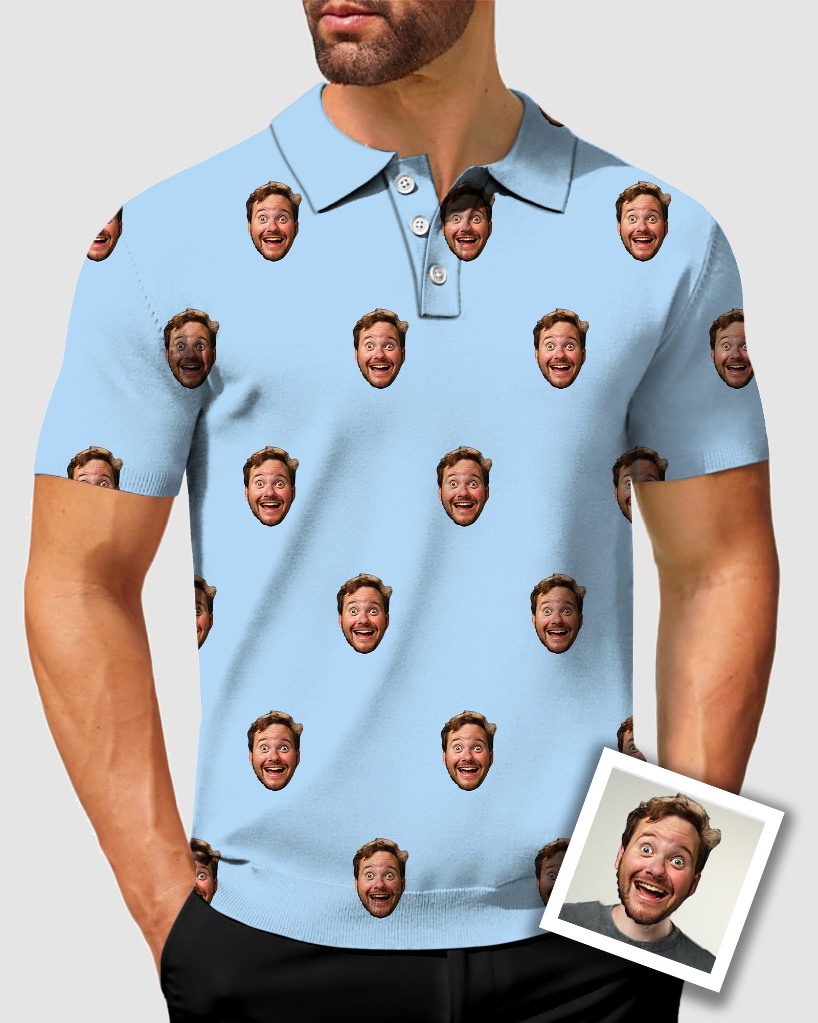 Men's Custom Photo Funny Face Polo