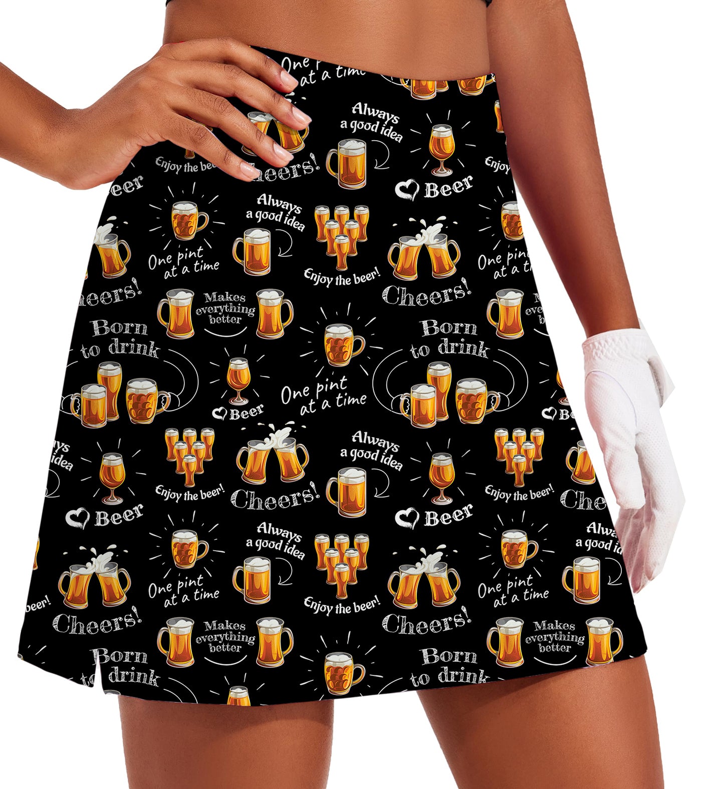 Women's cheer beer Golf Skirts Inner Shorts Pocket