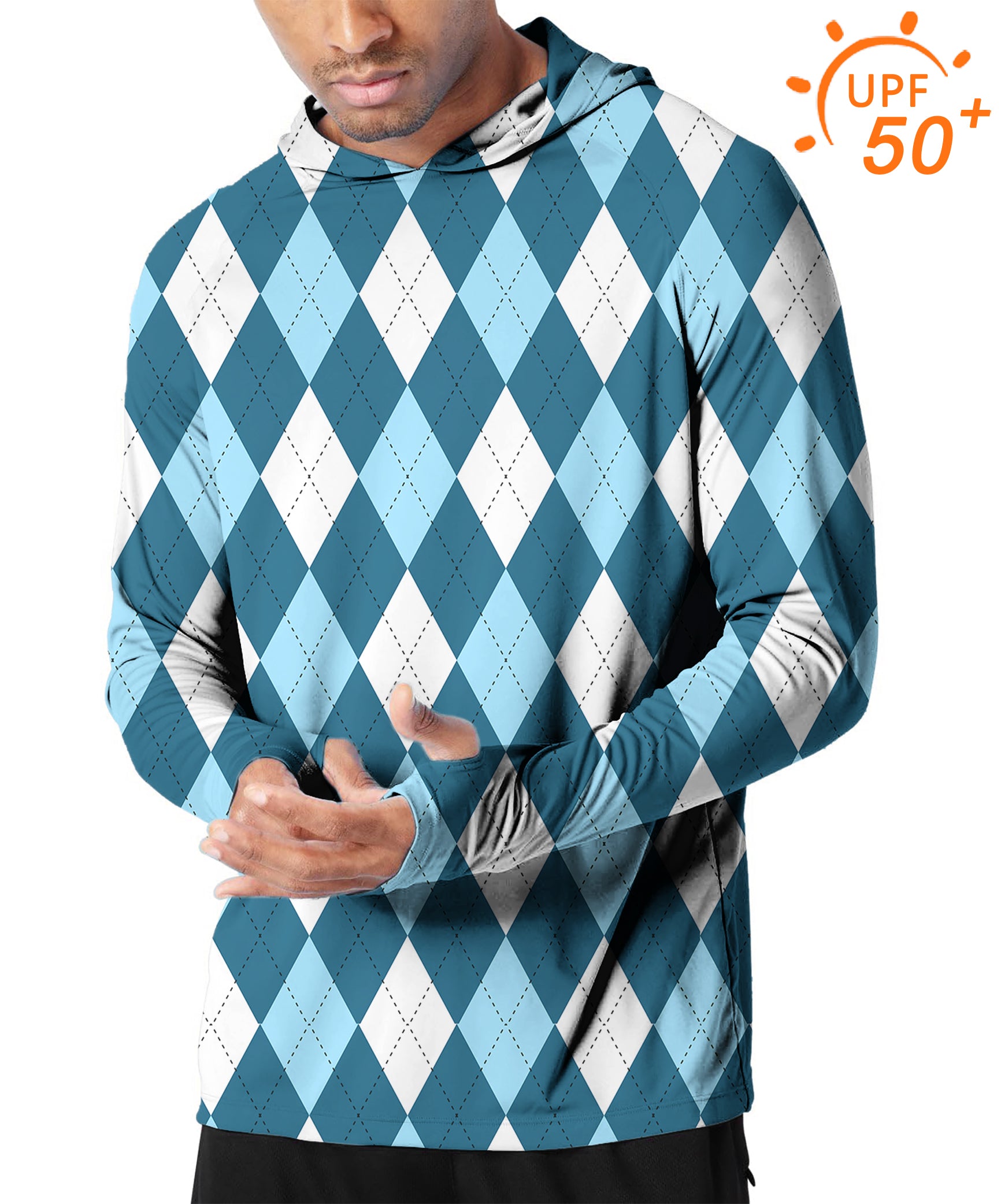 Men's Outdoor diamond moderate blue Golf Sun Protection Slim Fit  hoodies