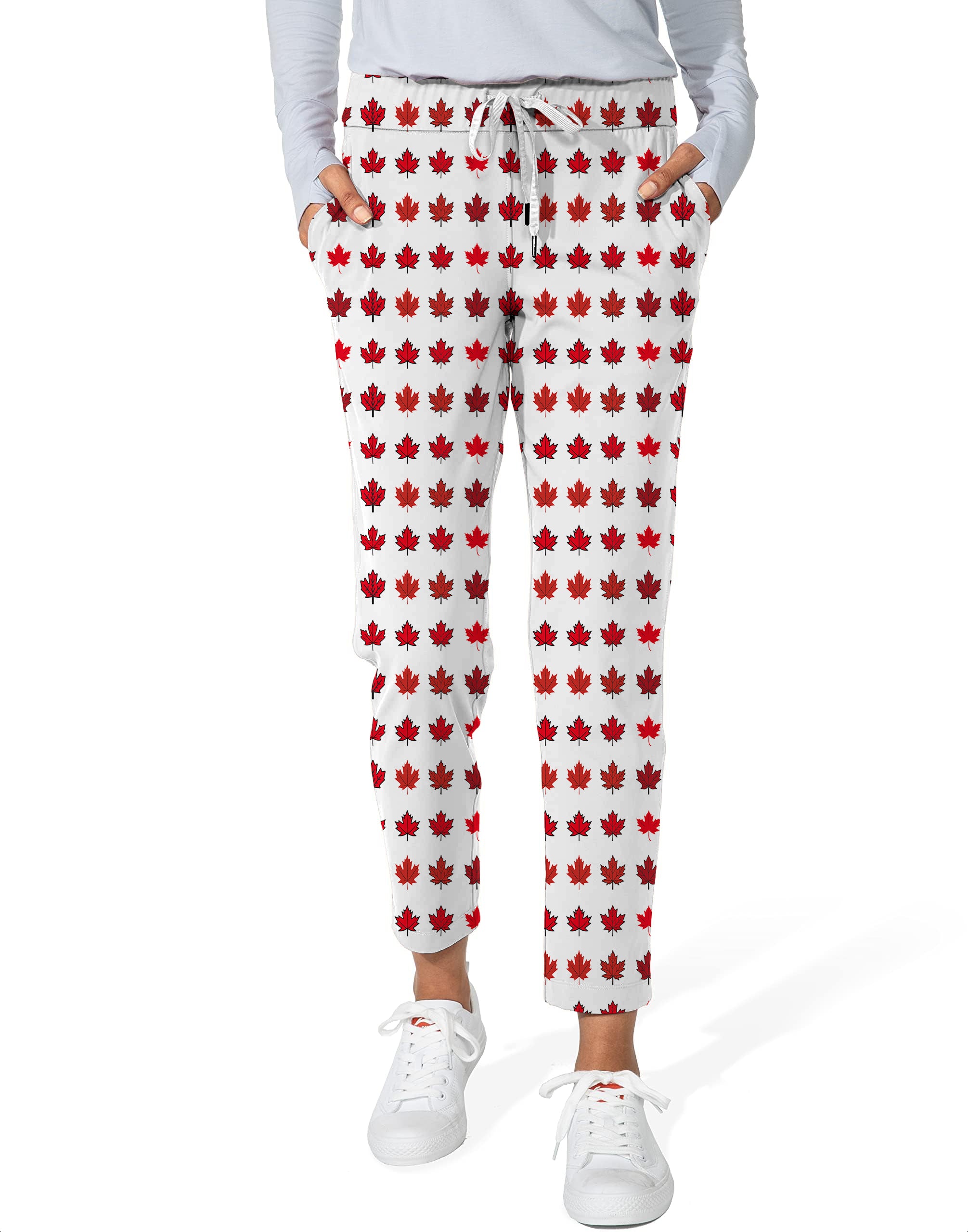 Canada Red Maple Leaves Women's 7/8 Stretch Ankle Golf Pants