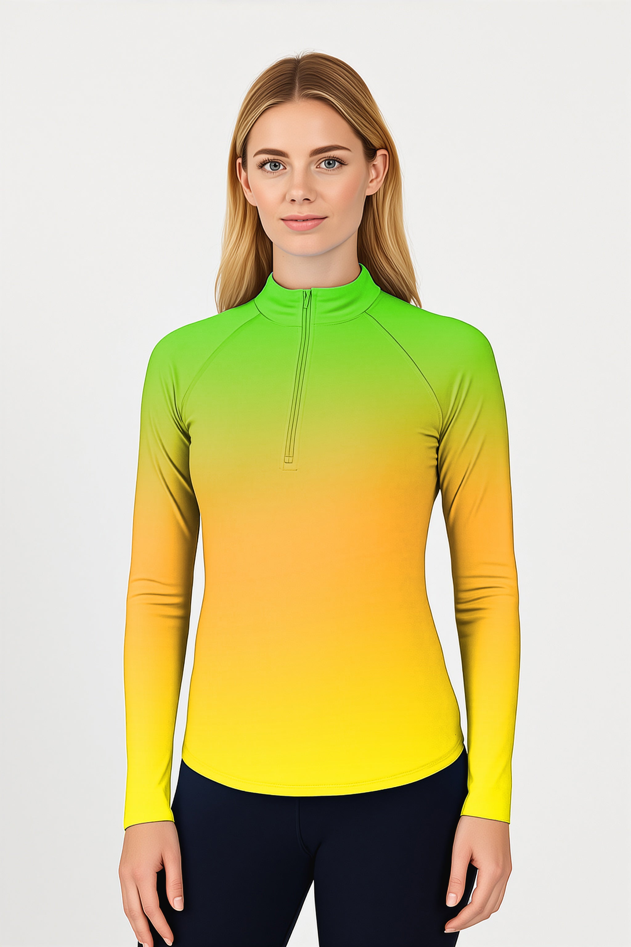 Neon Gradients 18 papers Women's Golf Active 3/4 Zip Top