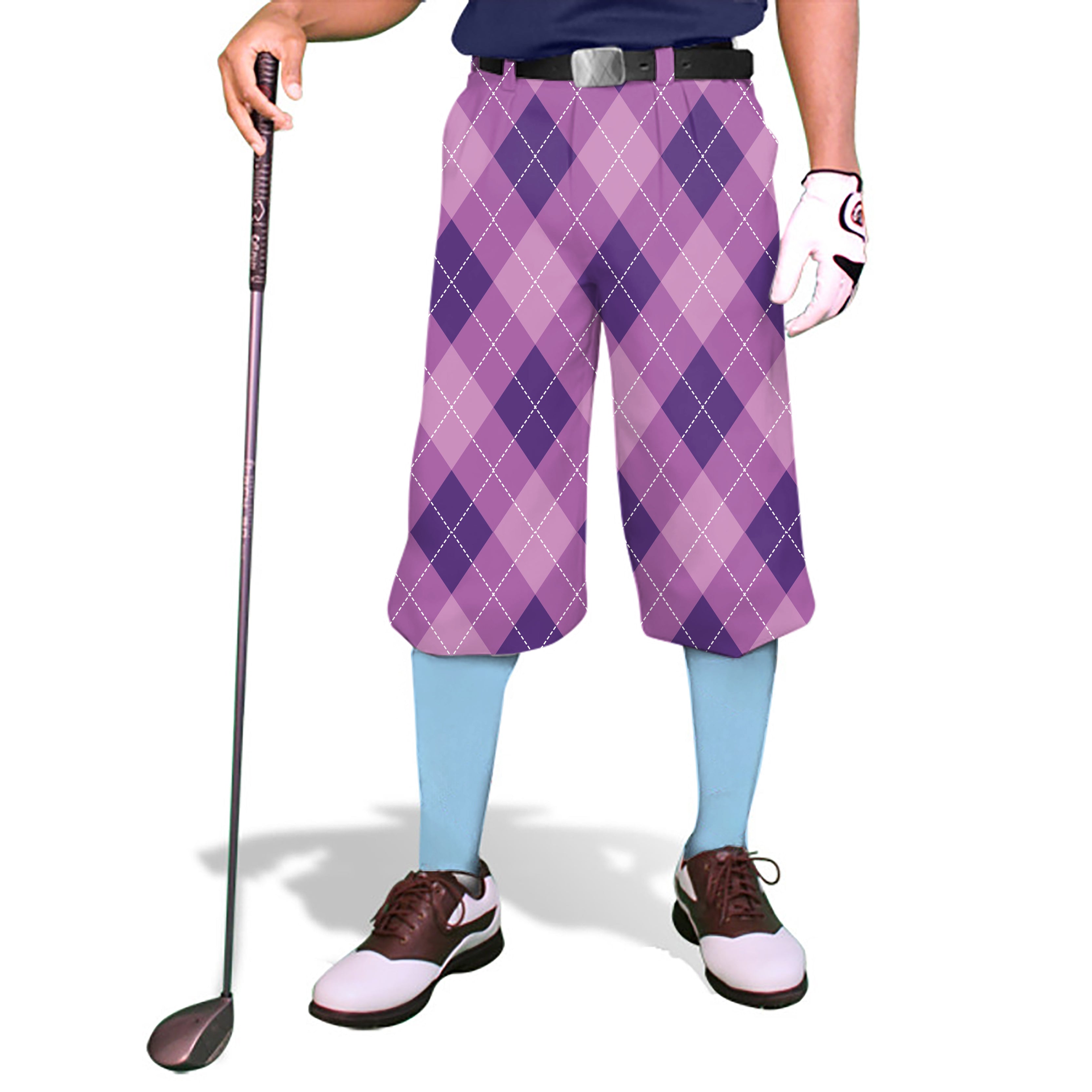 purple Argyle-Men's Golf Knickers Pants