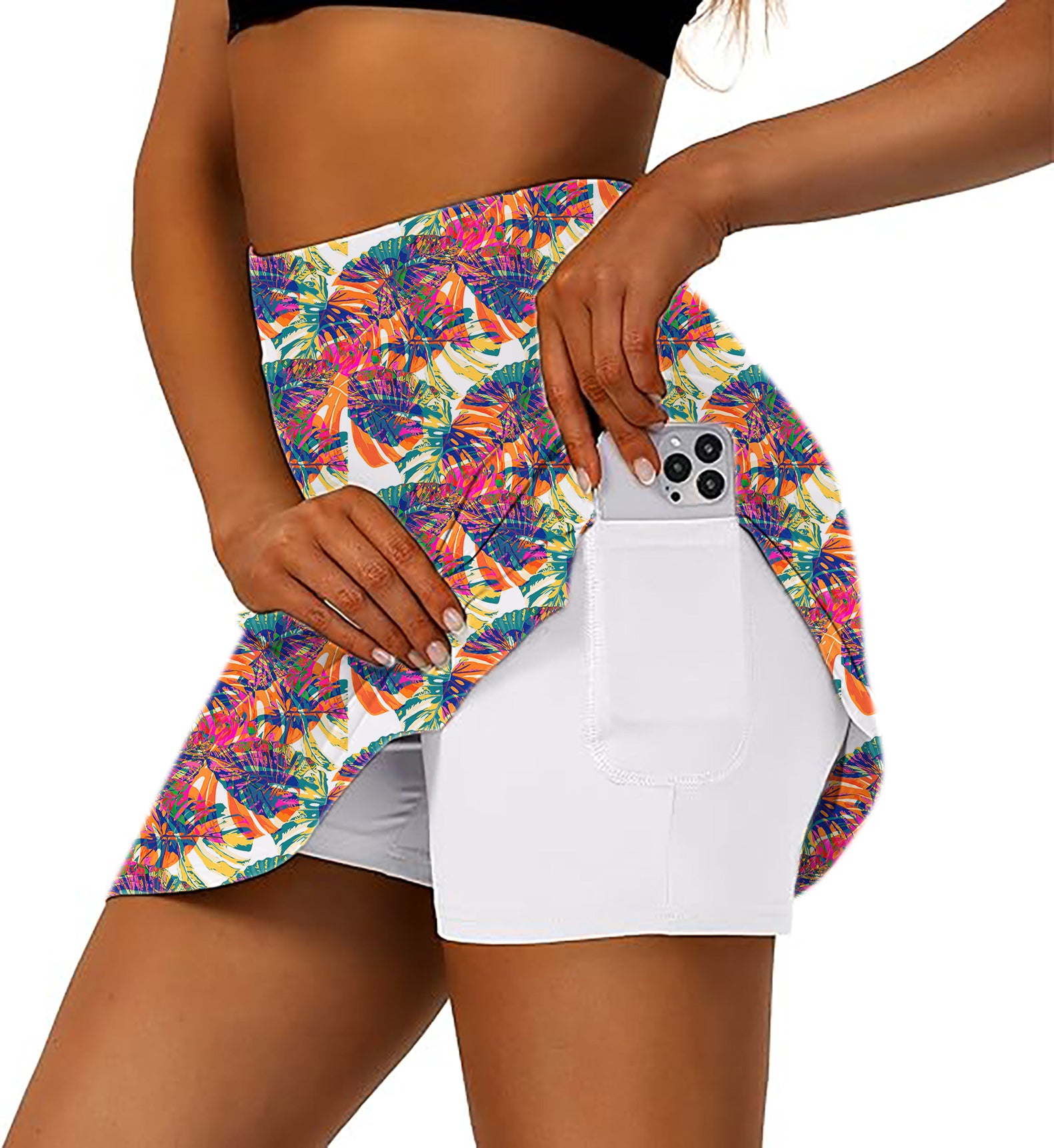 Women's Red Leaf Golf Skirts Inner Shorts Pocket