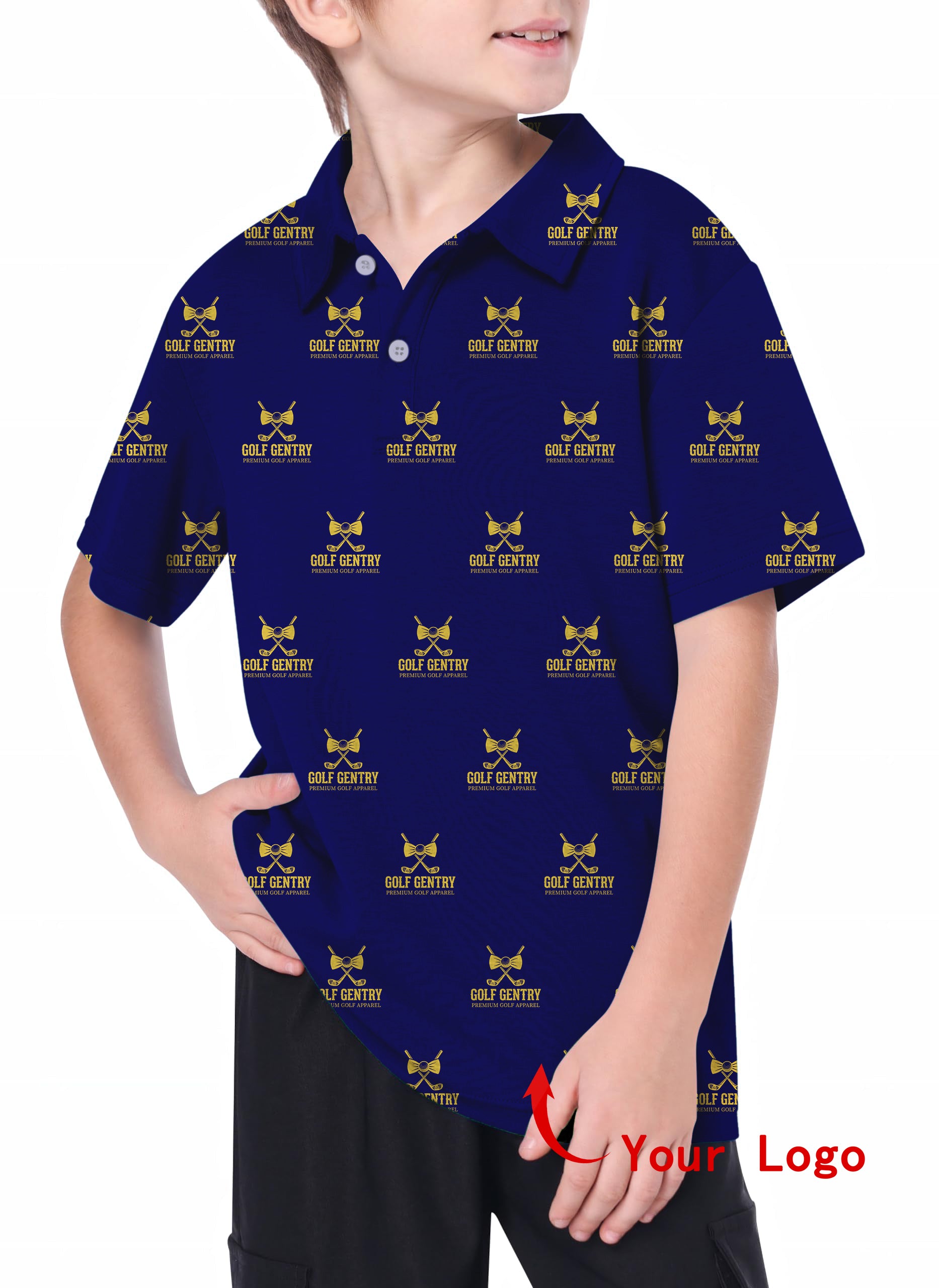 Youth Custom Company Sport Team Logo Face  Golf Polo