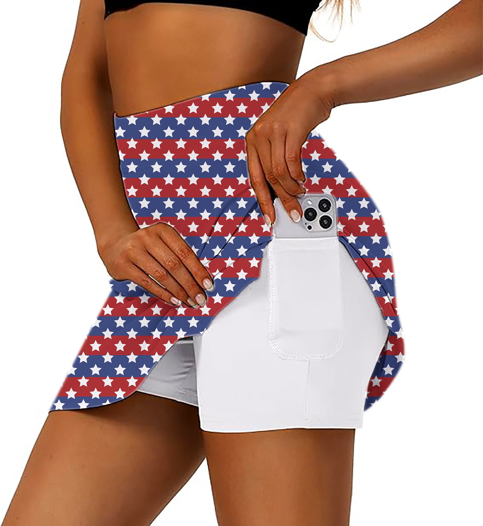 US Flag Stars Women's Athletic Golf Skorts Flared Skirts