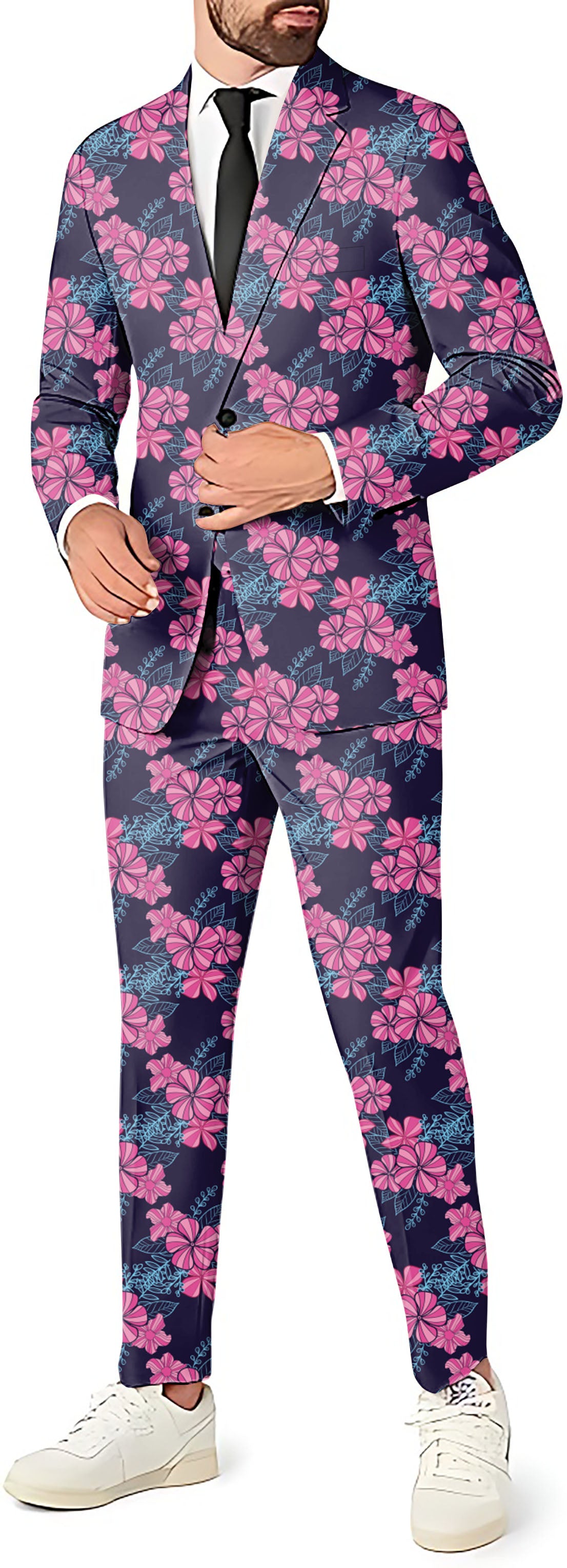 Blossom Burst Men's Party Costumes-Theme Party 2 or 3pcs Suit set-Blazer Pants & Vest