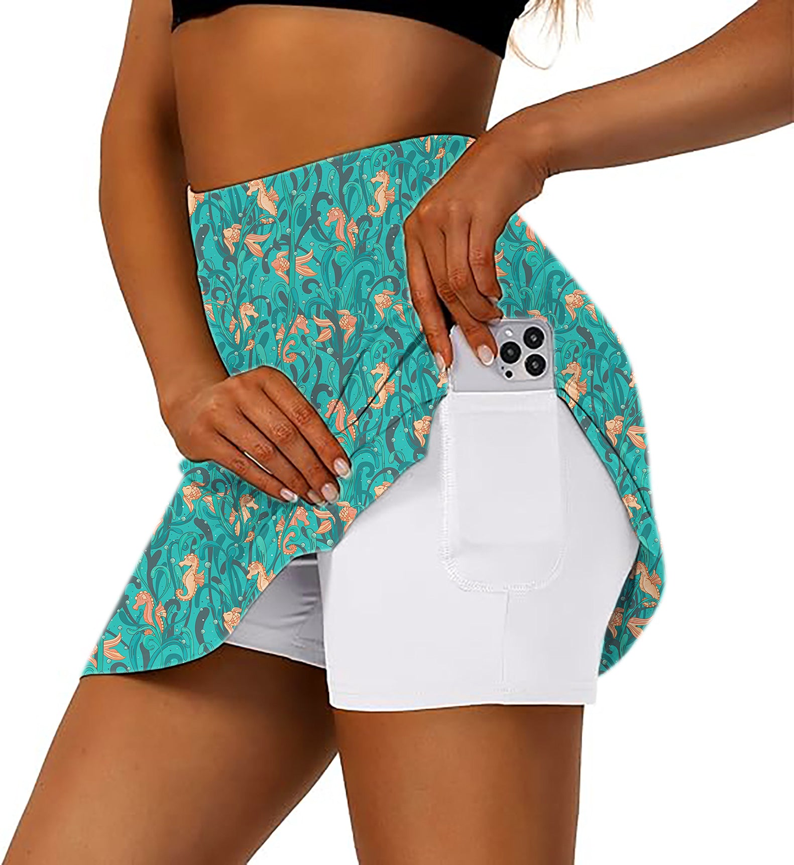 Seahorse Season Women's Athletic Golf Skorts Flared Skirts