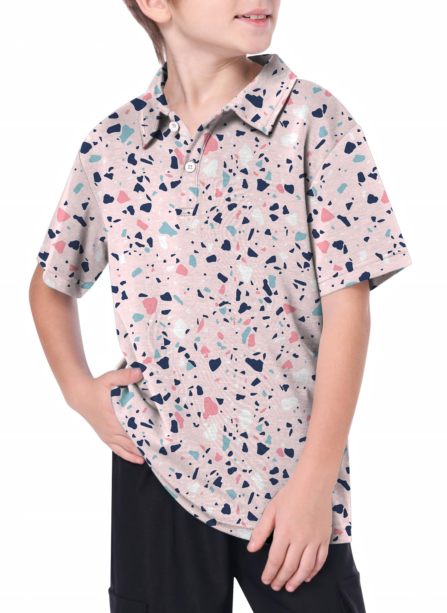 Youth Pink Paint Splatter Golf Polo