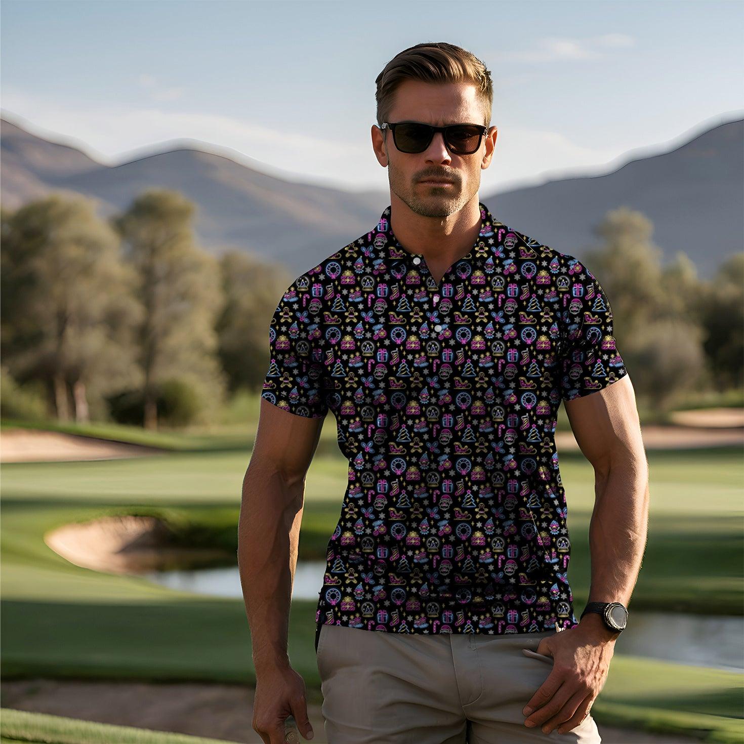 Men's Tis' The Season Neon golf polo