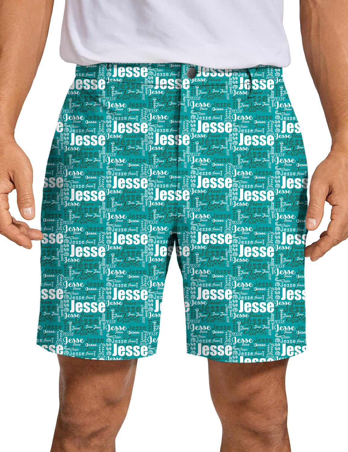 Men Custom name teal Golf Shorts