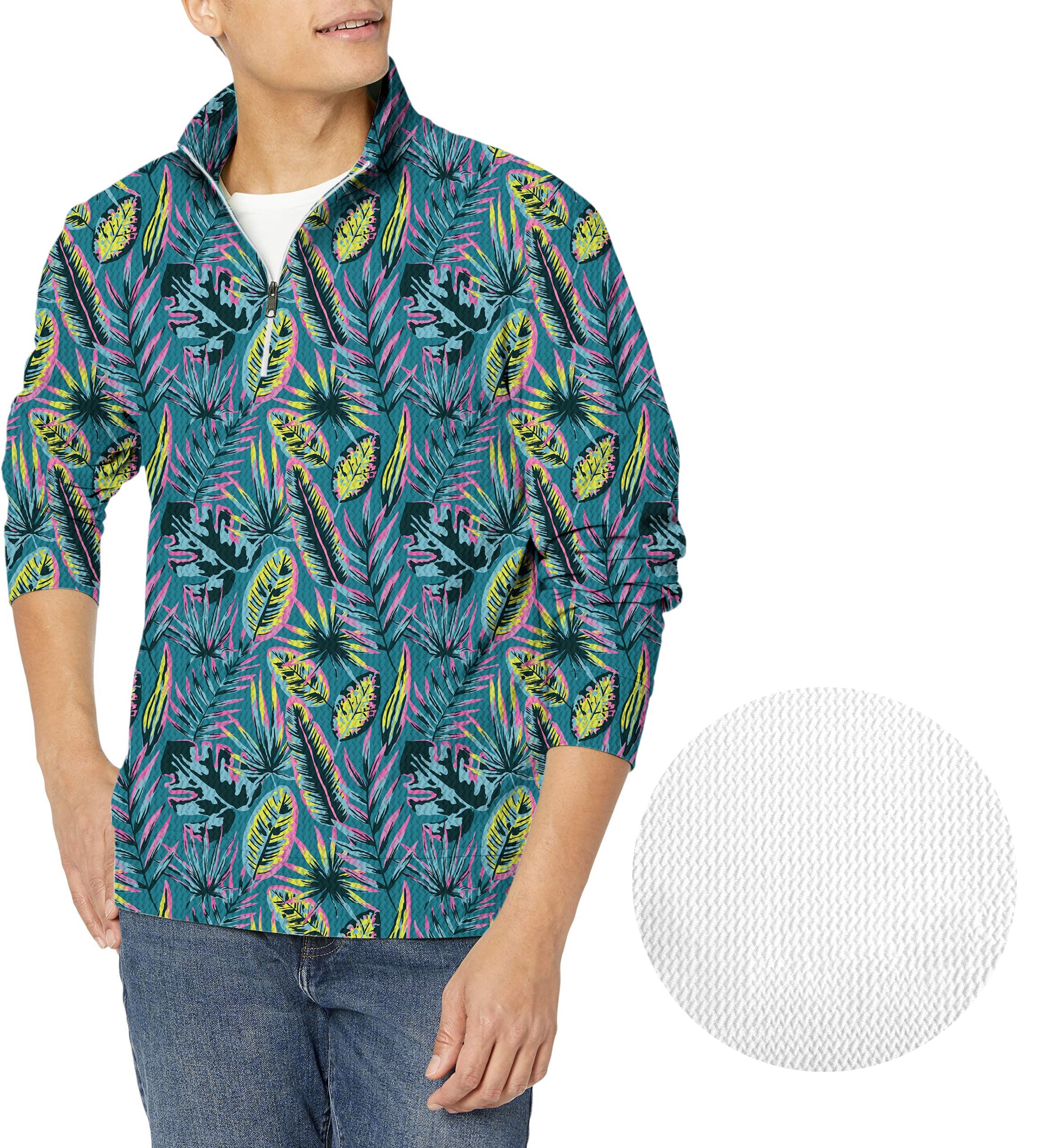 Modern Tropics-Men's Golf Waffle Zipper Pullover