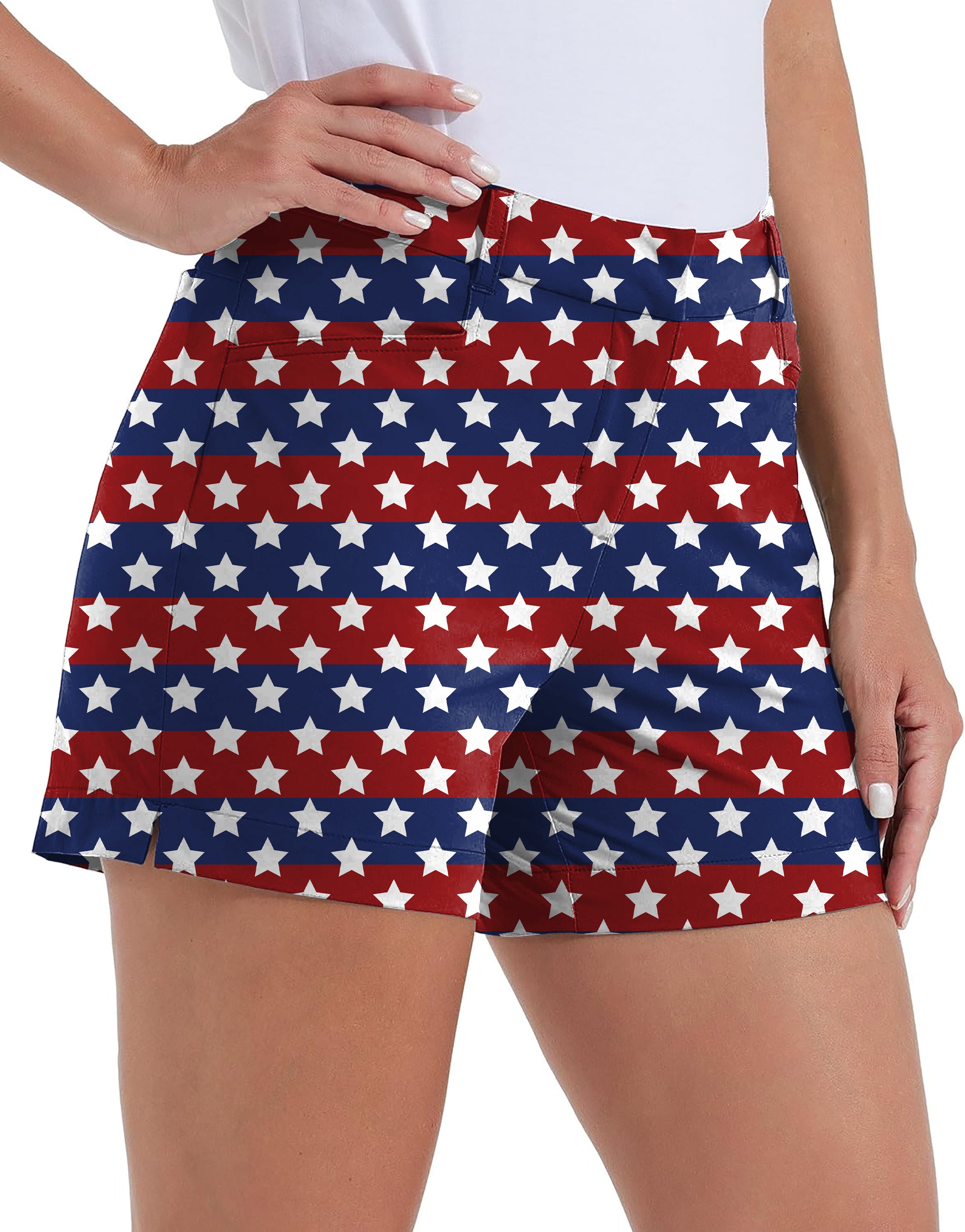 US Flag Stars Quilting Golf Cover Set Own Logo 4.5/7/10" Golf Shorts Quick-Drying Woman Outdoor Casual Shorts With Pockets Waterproof