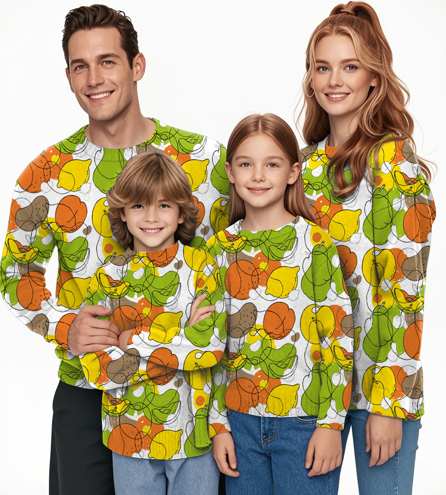 colorfull fruit Crewneck Pullover Ugly Sweater Men Women boy girl family