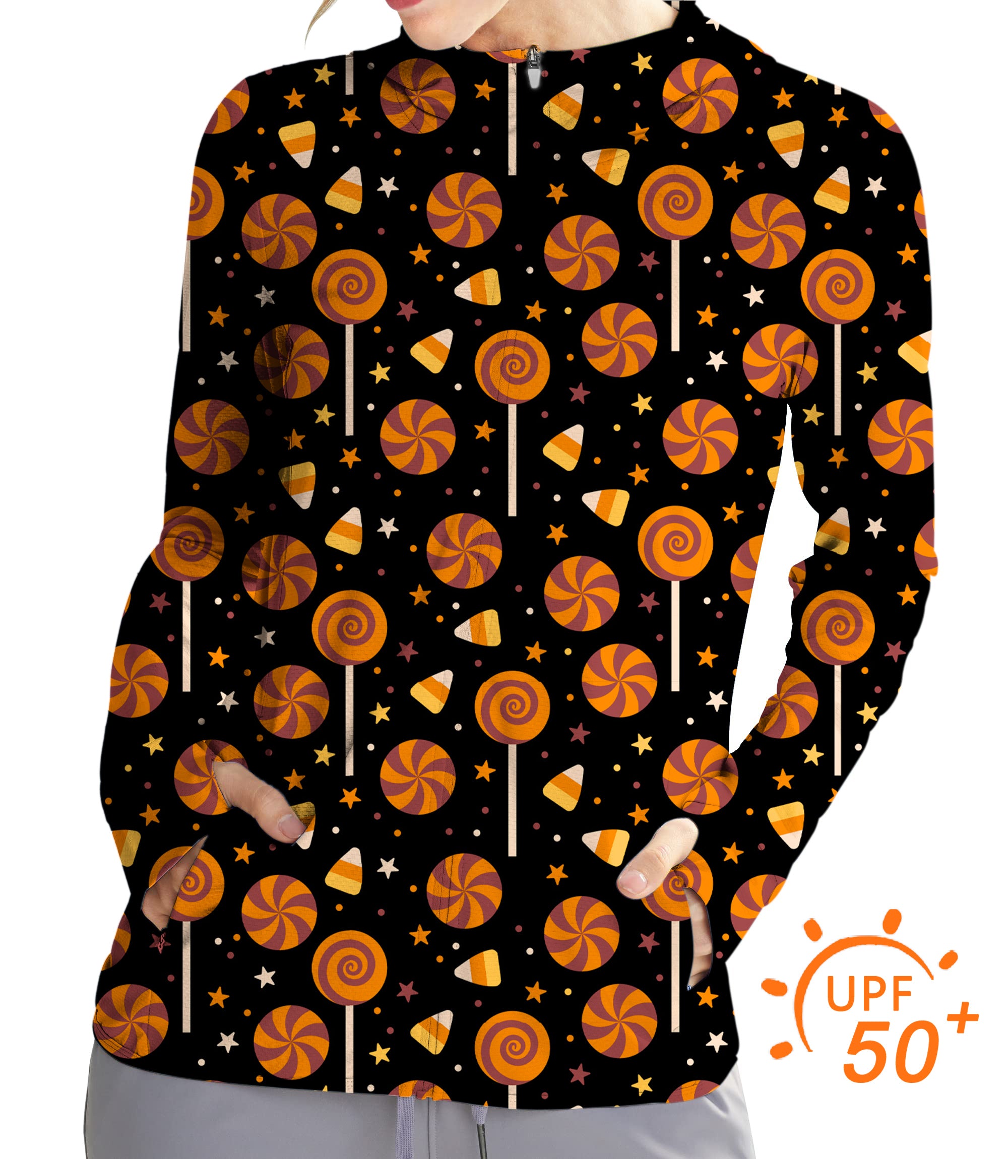 Women's Outdoor Halloween Lollipops Golf Sun Protection Slim Fit zip hoodies
