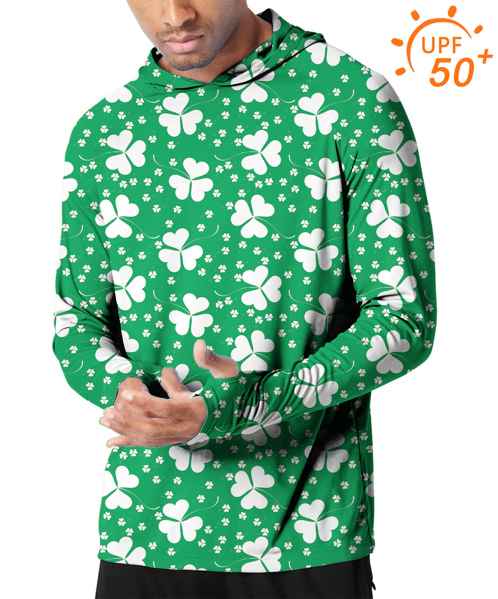Men's Outdoor Leaf clover St. Patrick's Day Golf Sun Protection Slim Fit  hoodies