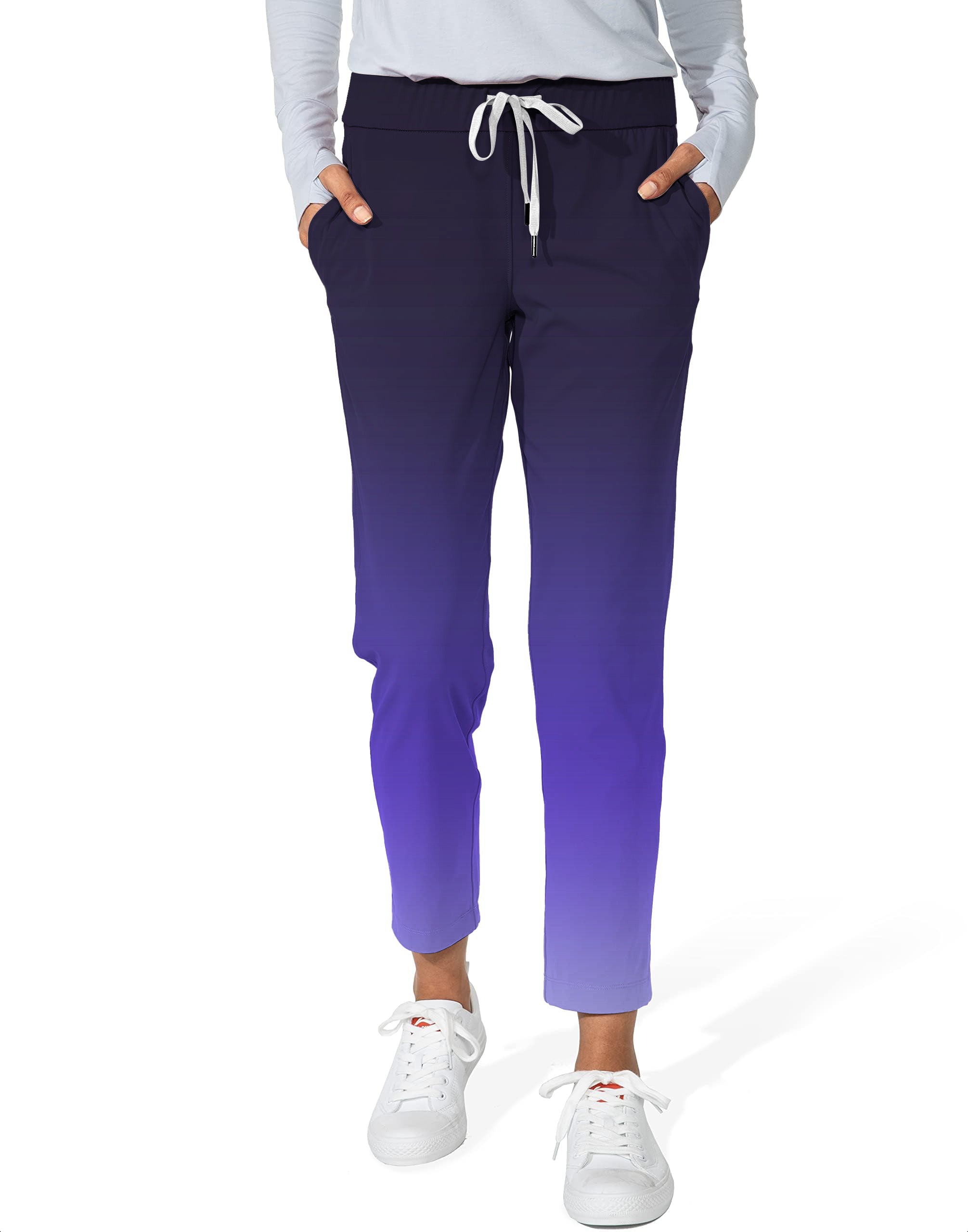Black Purple Gradient Women's 7/8 Stretch Ankle Golf Pants