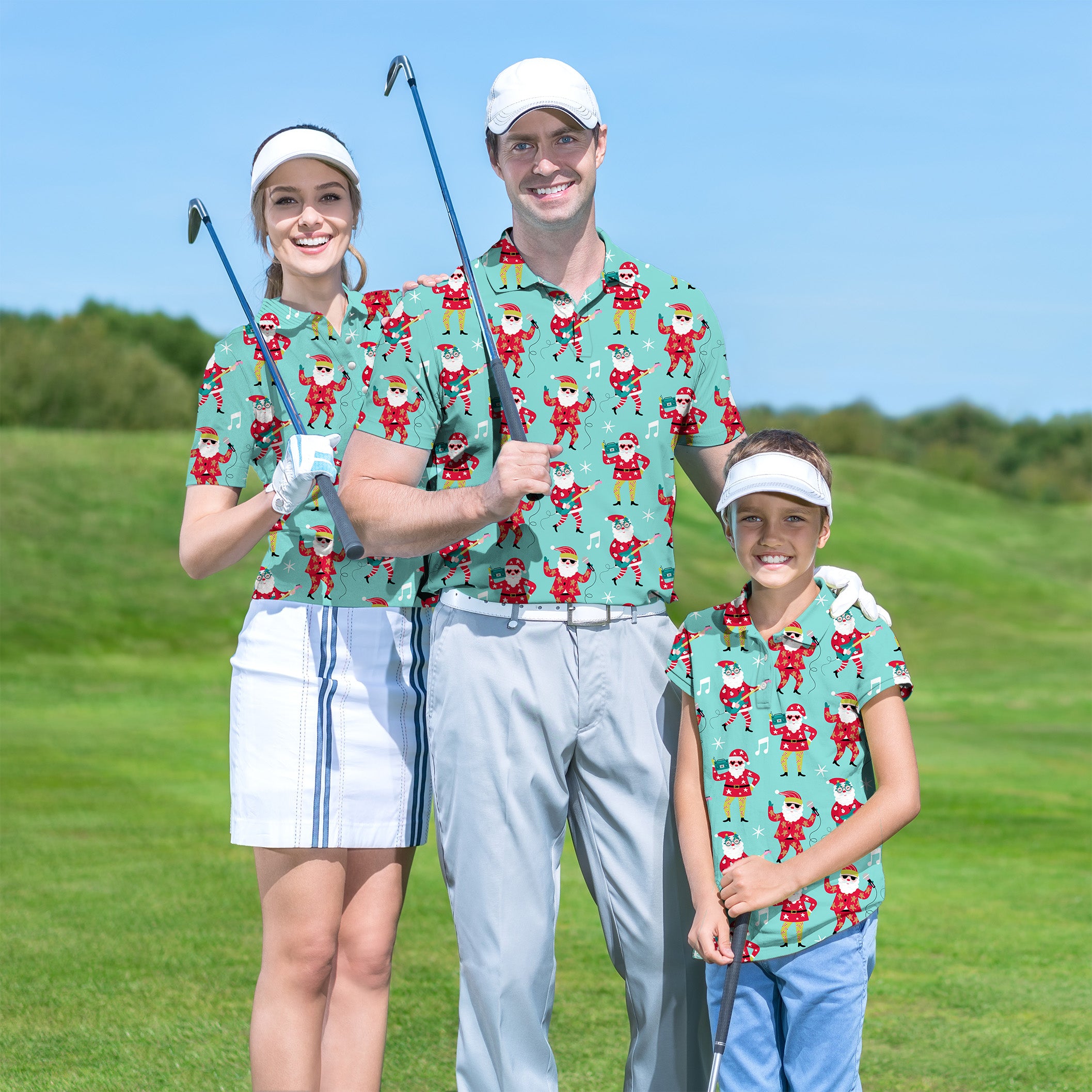 Christmas Santa dance Golf Polo Men Women youth family set