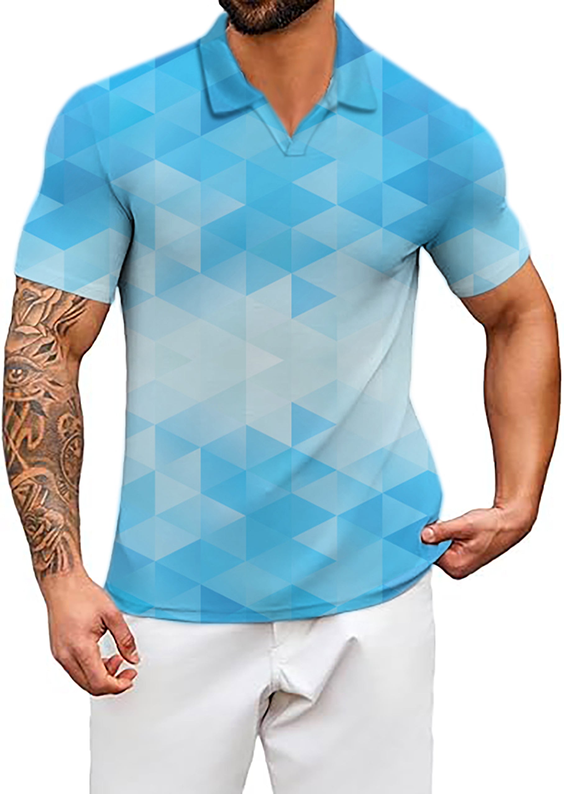 Men's Baby Fade V Neck Golf Polo Shirts
