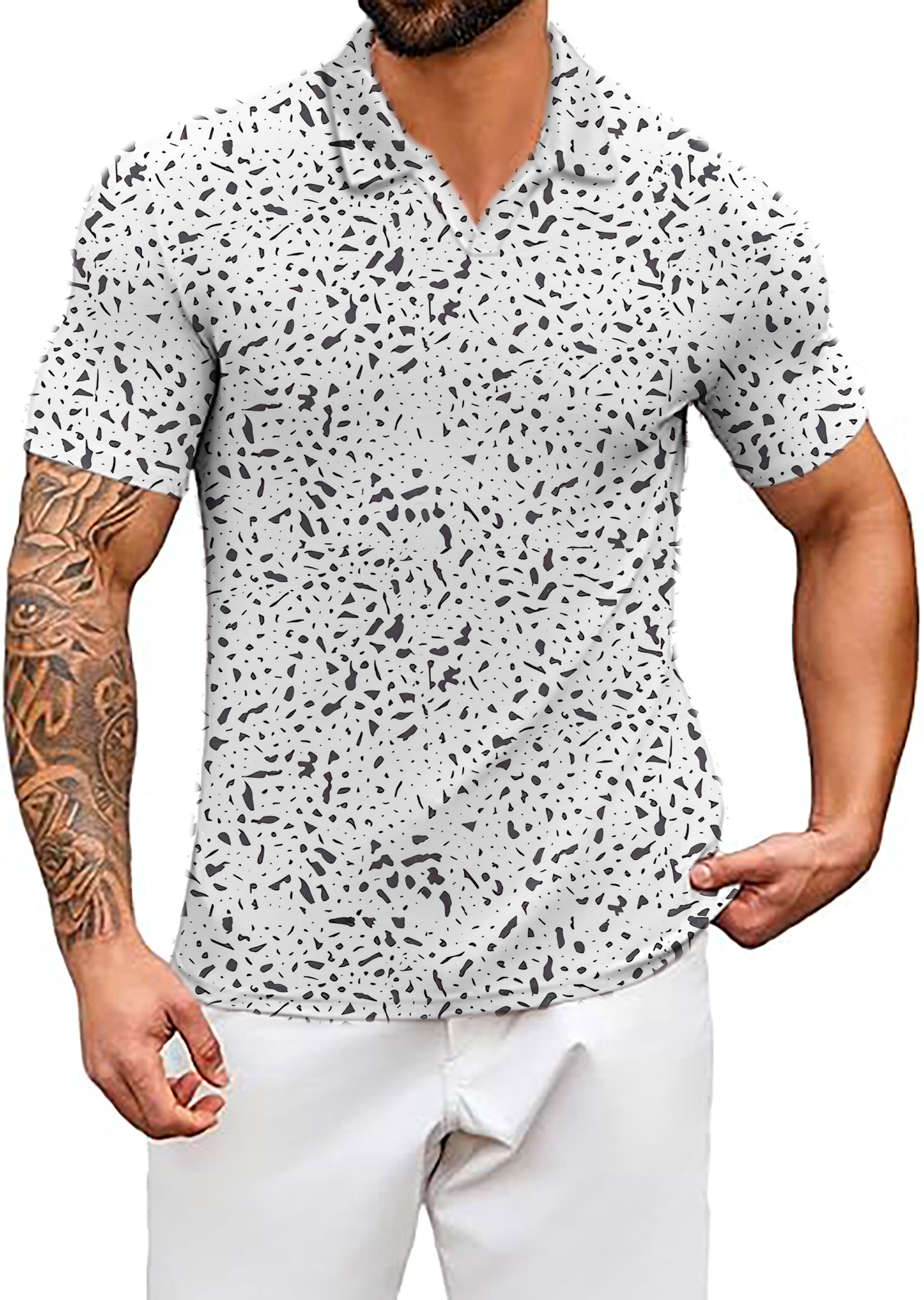 Men's Speckle V Neck Golf Polo Shirts