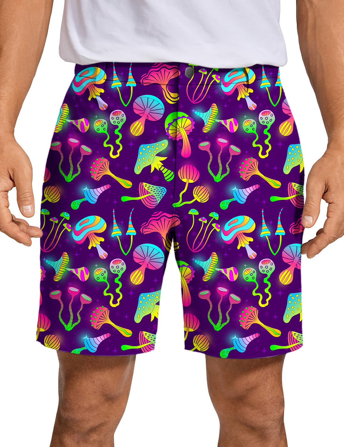 Men's  Neon Mushroom Golf Shorts
